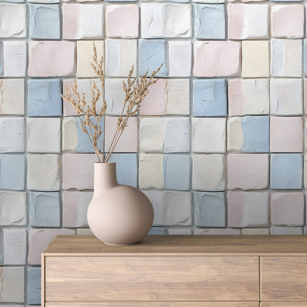 Pastel Plaster Tile Wallpaper mockup