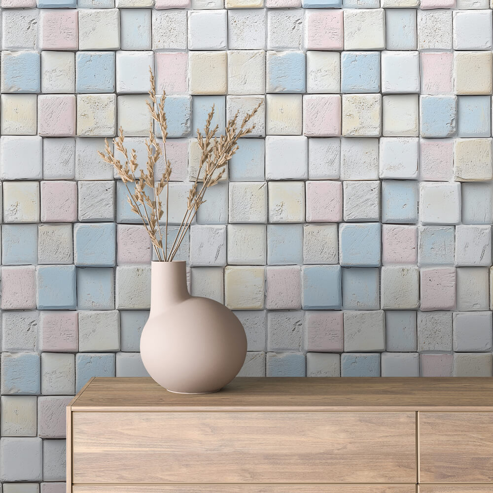 Macaron Mosaic Tile Wallpaper mockup