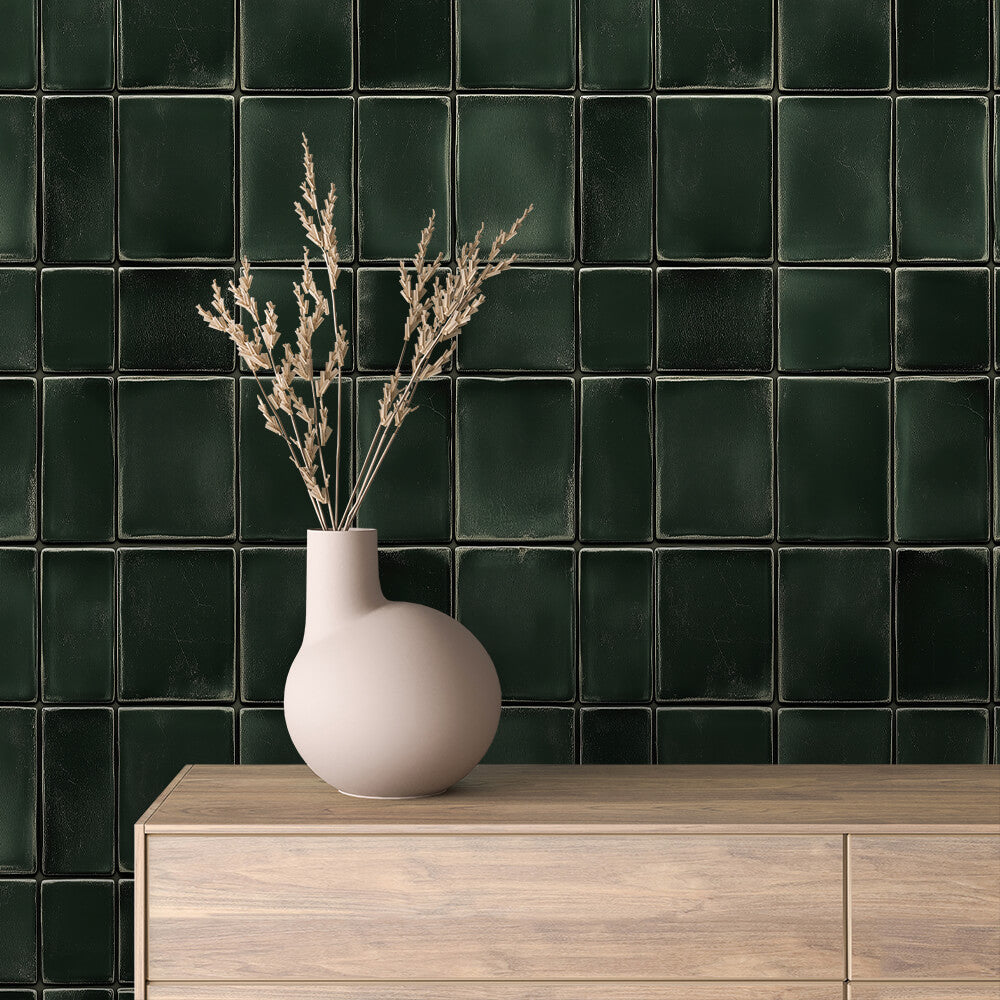 Emerald Ceramic Tile Wallpaper mockup
