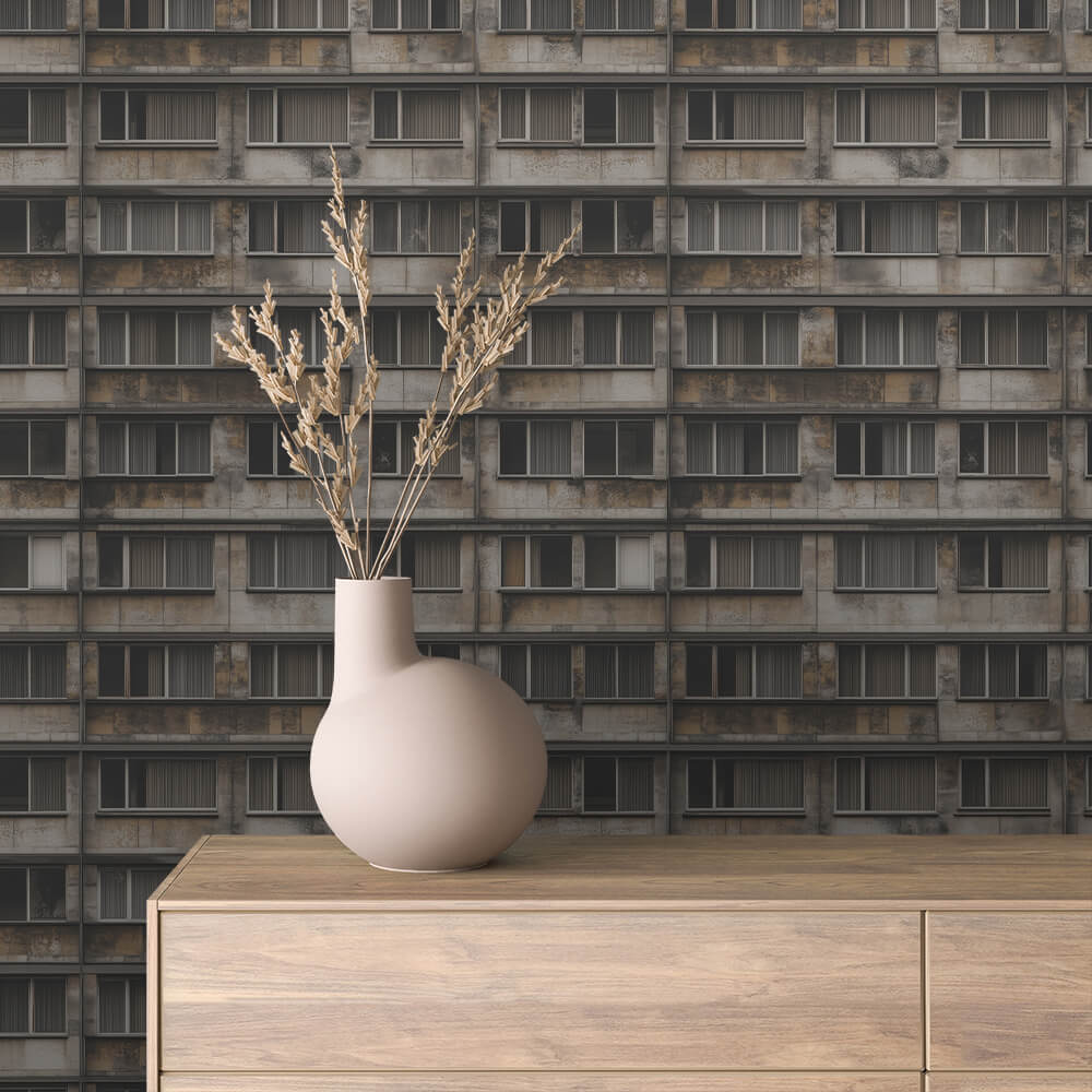 Weathered Concrete Tower Blinds Peel & Stick Wallpaper – Urban 0027