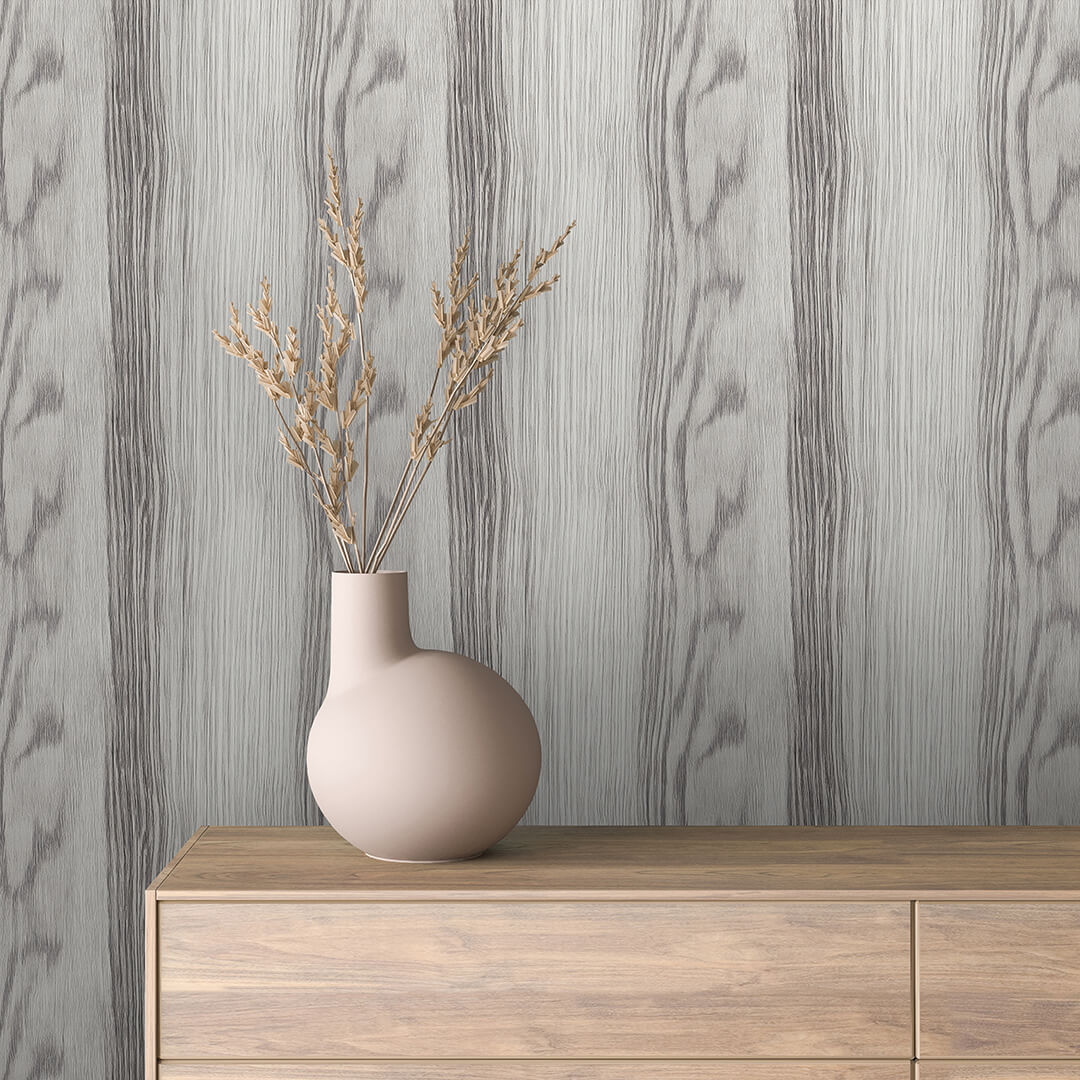 Silver Wood Grain Wallpaper mockup