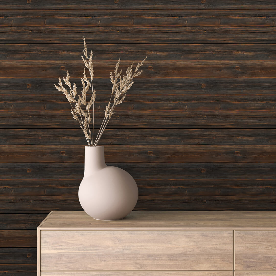 Dark Wood Log Siding Wallpaper Wood 0007
