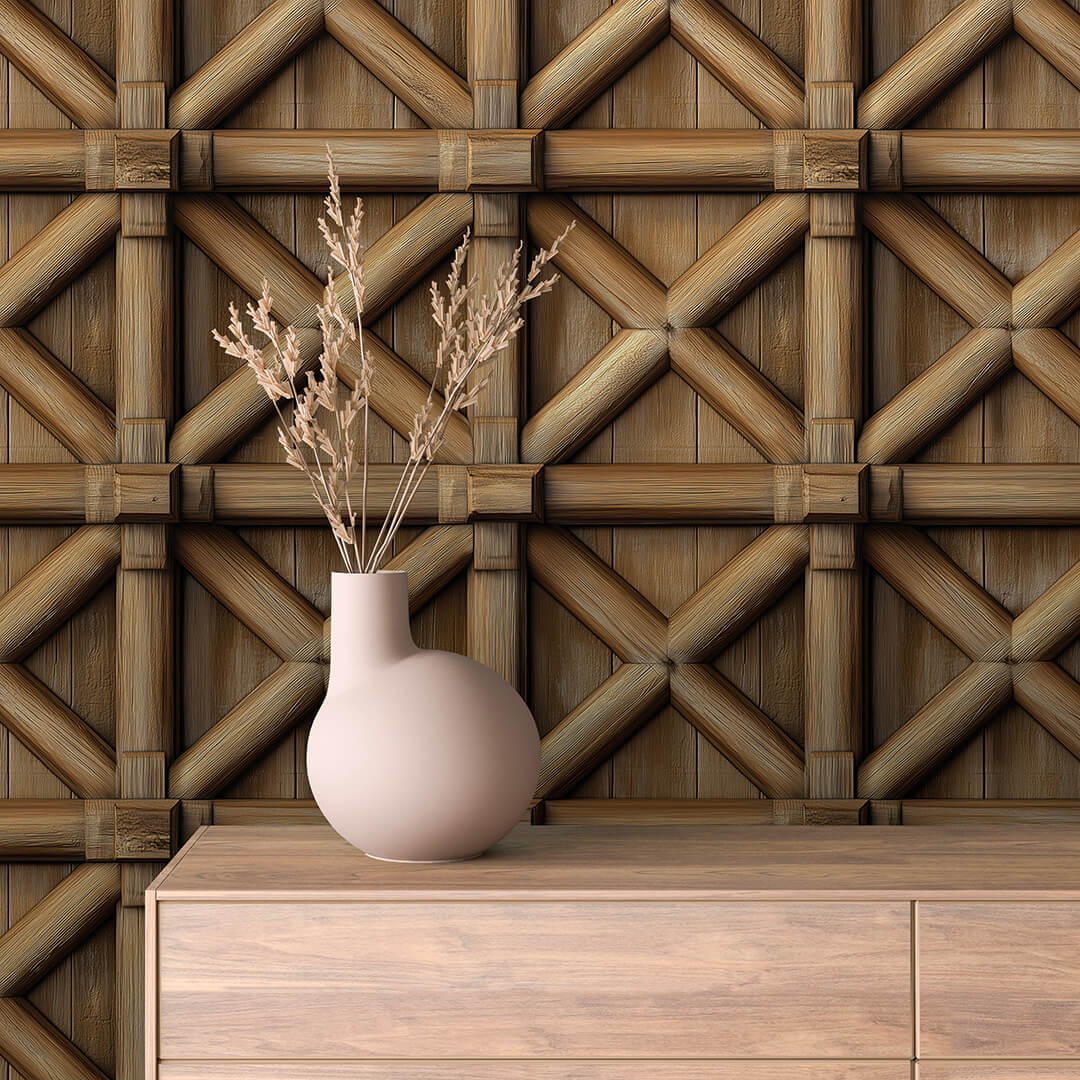 Wood Lattice Wallpaper mockup