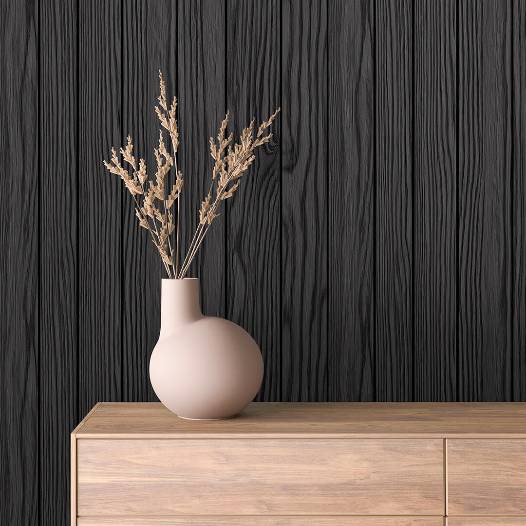 Matte Black Wood Wallpaper mockup