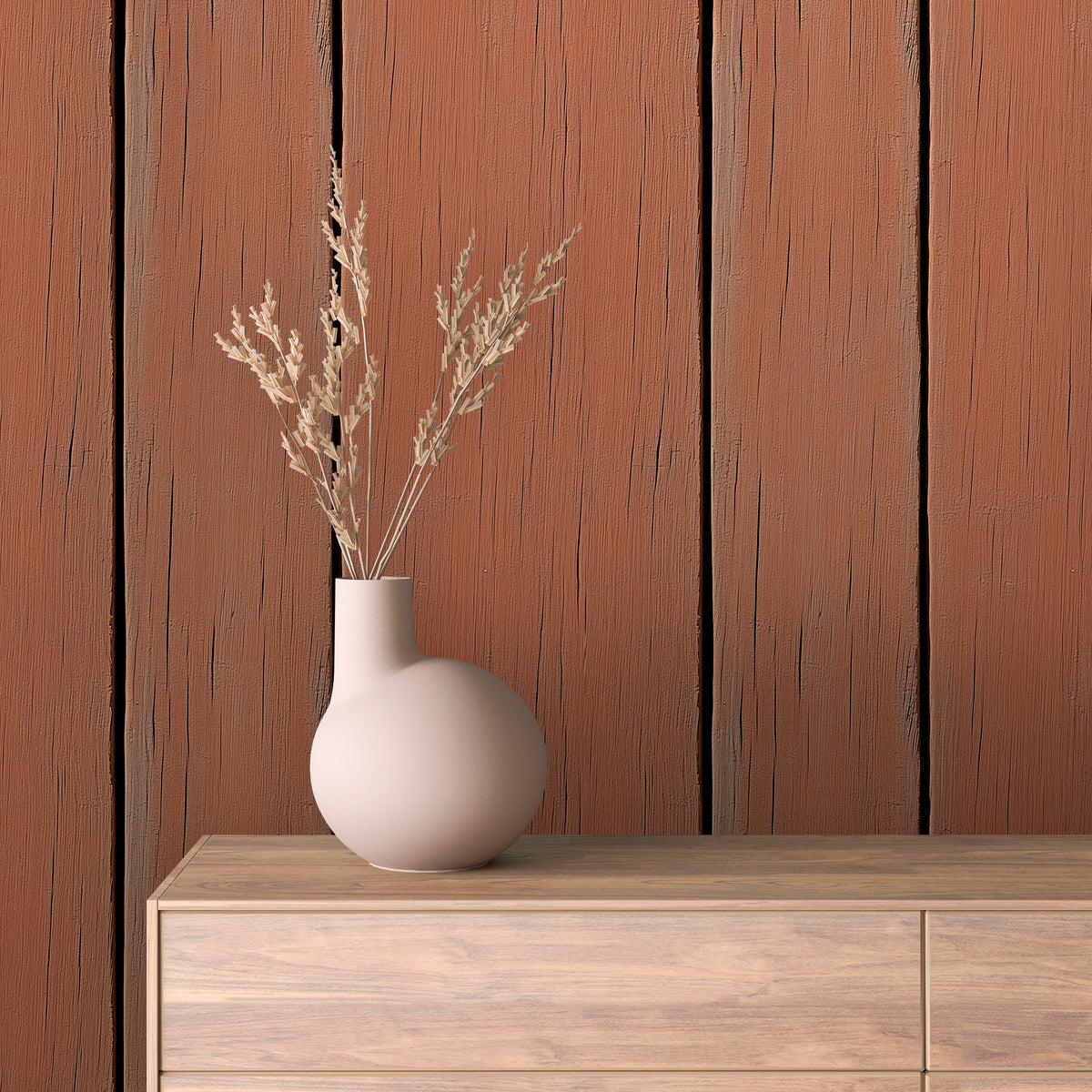 Terracotta Wood Plank Wallpaper mockup