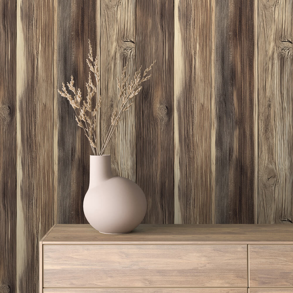 Mixed Tone Wood Plank Wallpaper mockup
