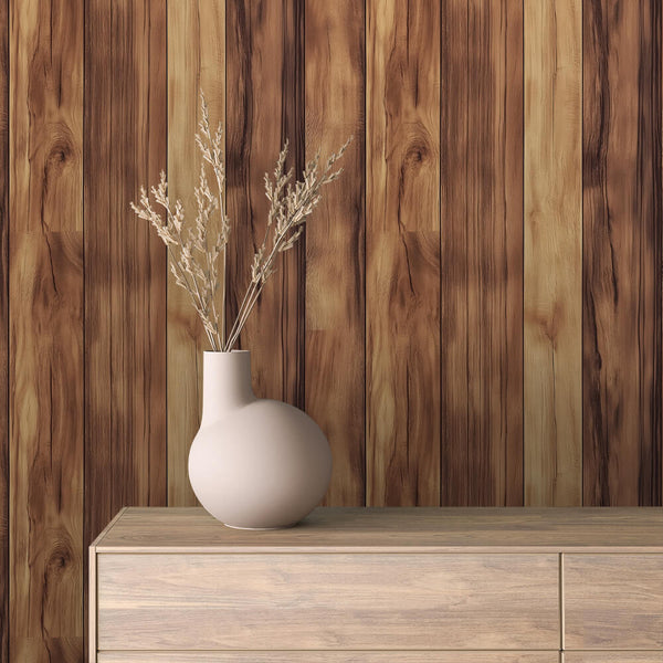 Teak Wood Grain Wallpaper mockup