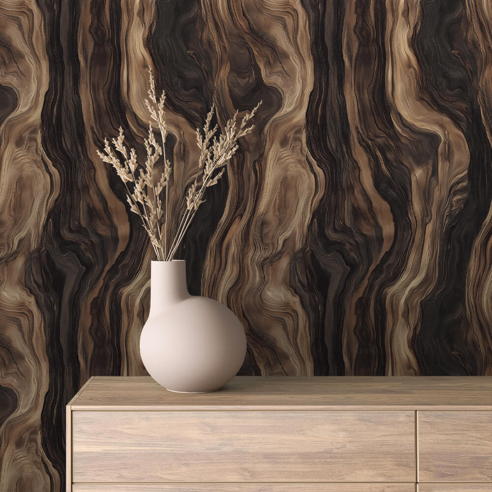 Charcoal Industrial Wood Wallpaper mockup