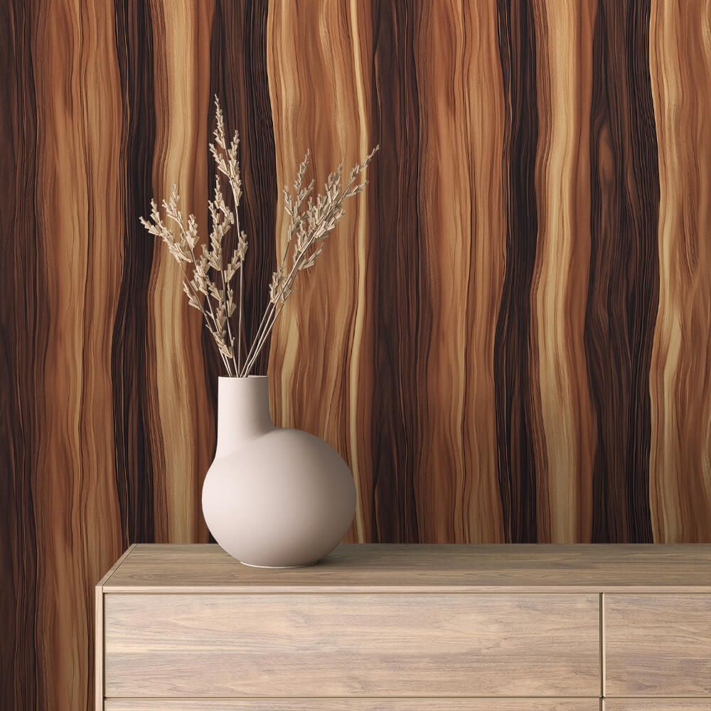 Caramel Wood Grain Wallpaper mockup