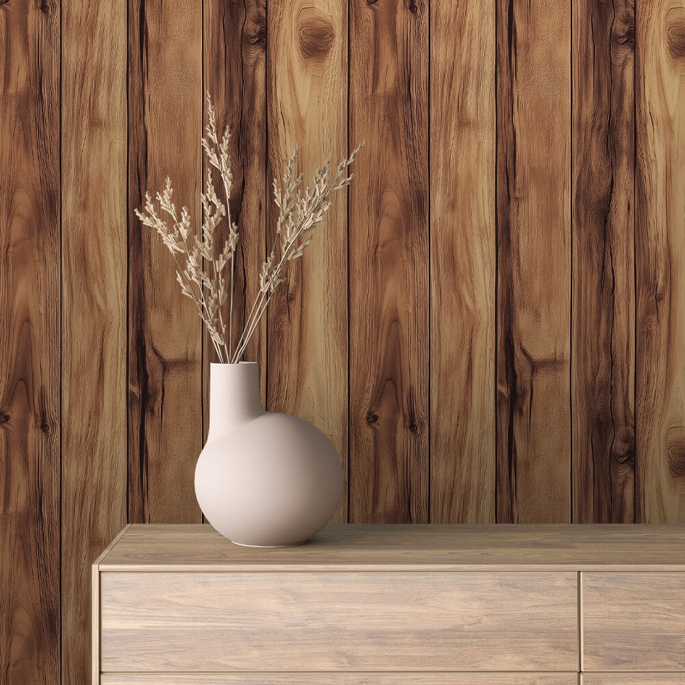 Classic Pine Wood Wallpaper mockup