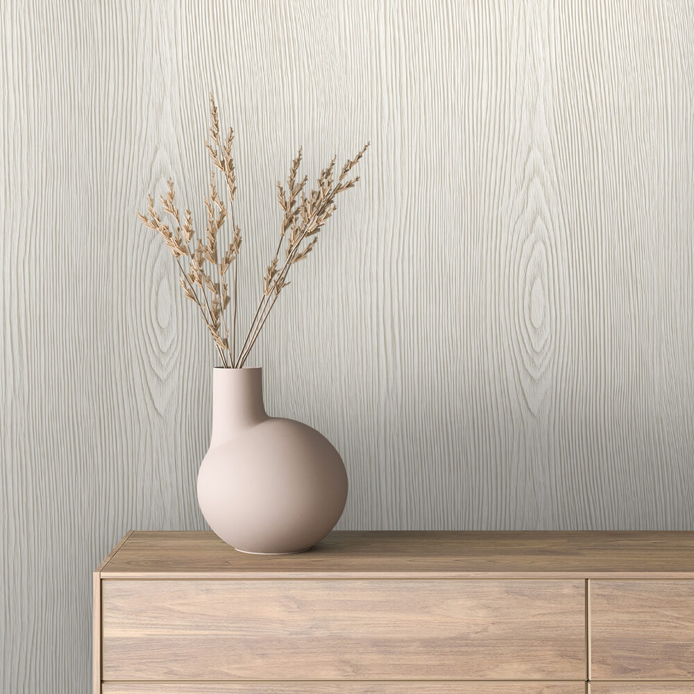Ivory Wood Grain Wallpaper mockup
