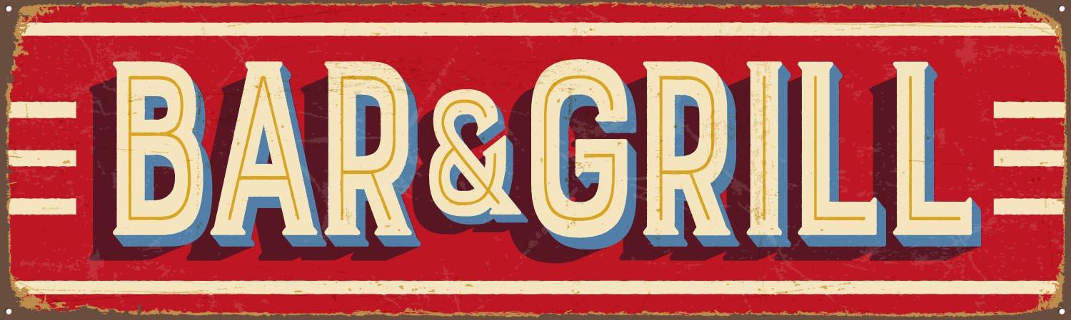 Bar and Grille Wooden Sign Decal: Wall Sticker, Man Cave
