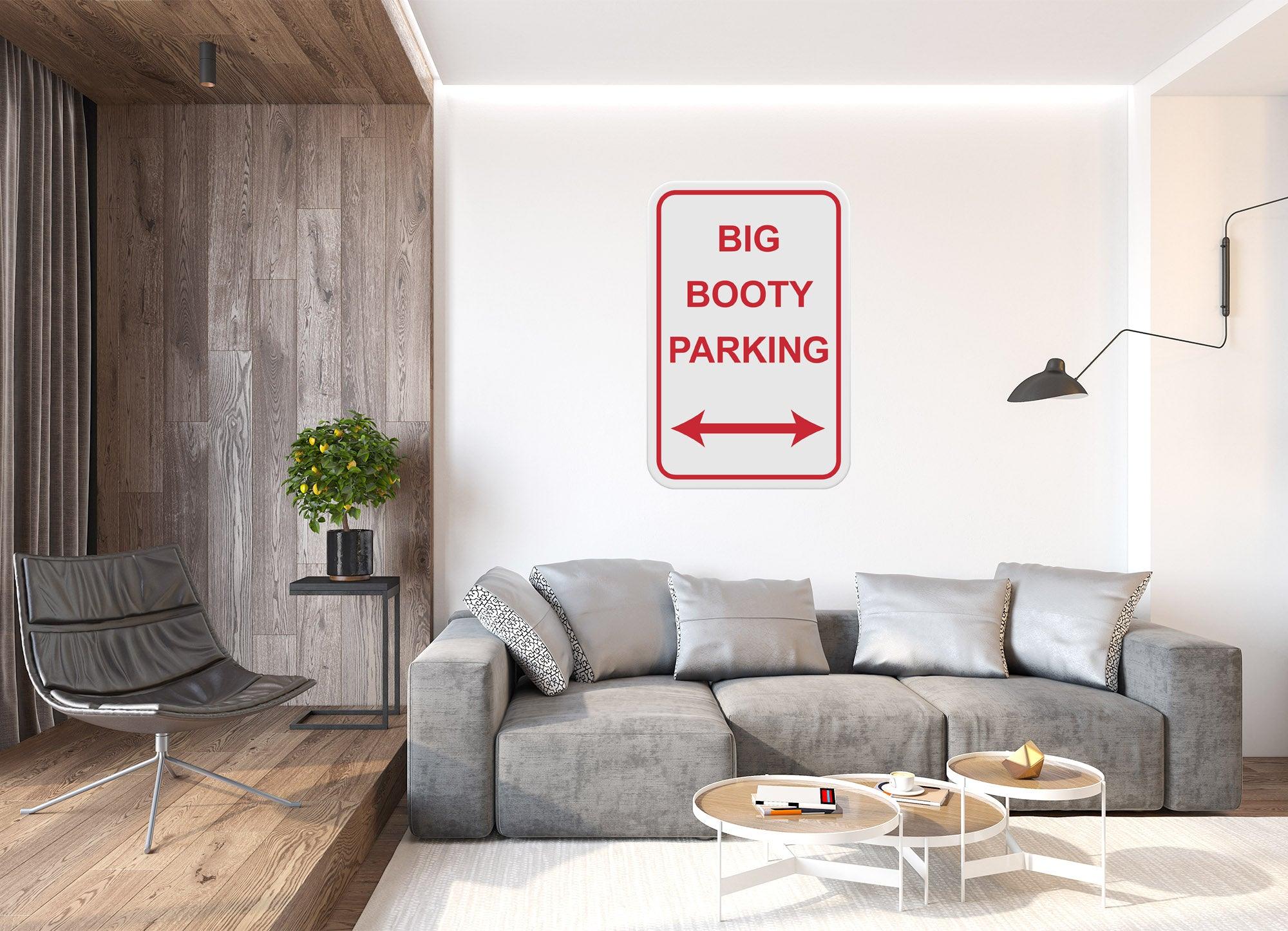 Big Booty Parking Decal, Removable Sticker Wall Decal