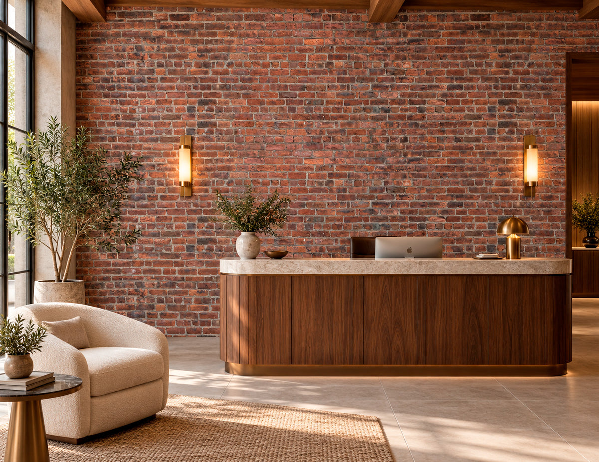 Reclaimed Red Brick Wall Mural (Brick Wall 5)