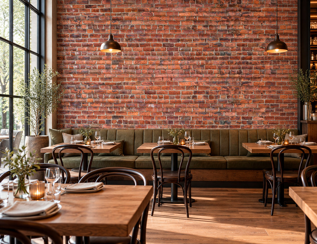 Reclaimed Red Brick Wall Mural (Brick Wall 3)