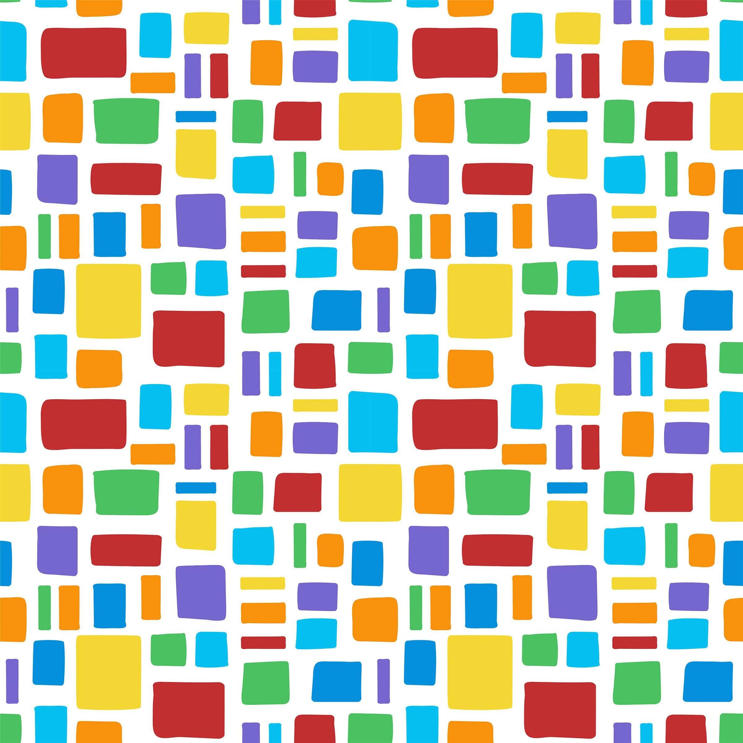 Colourful rectangles on White pattern, Seamless Wallpaper 28" rolls