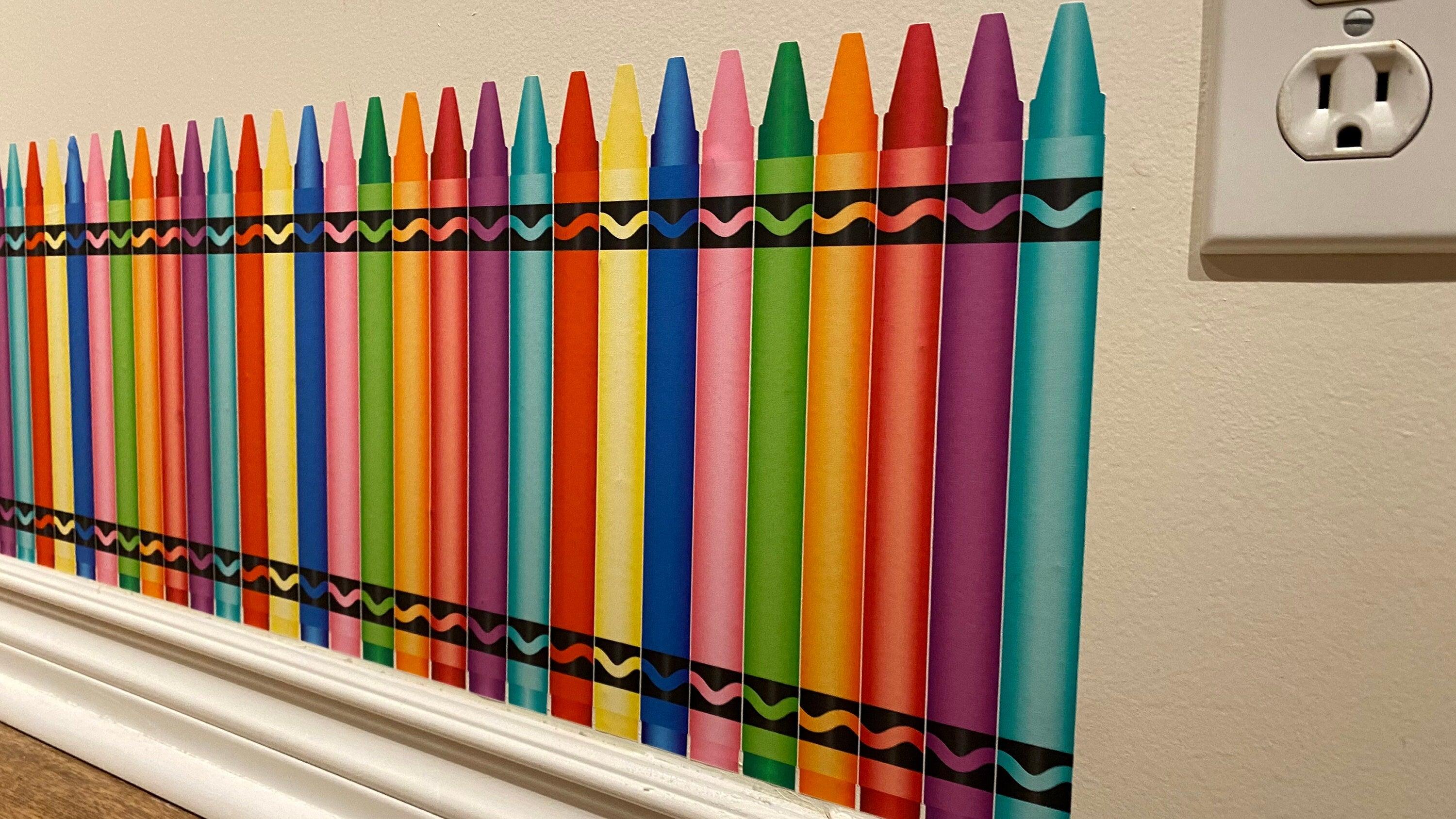Crayon Fabric Decal for Kids Room, wall mural, Peel-N-Stick, Home Decor