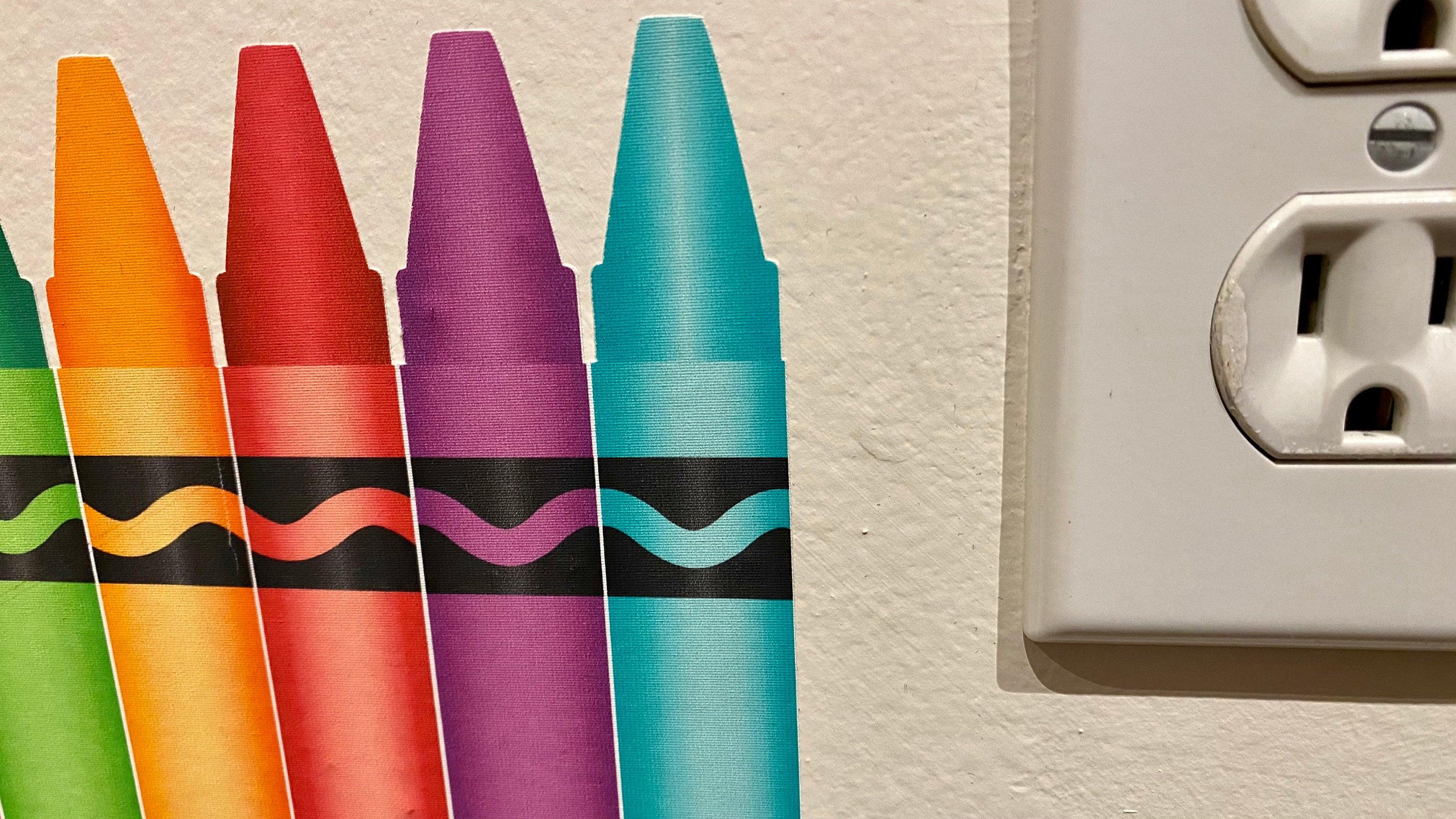 Crayon Fabric Decal for Kids Room, wall mural, Peel-N-Stick, Home Decor