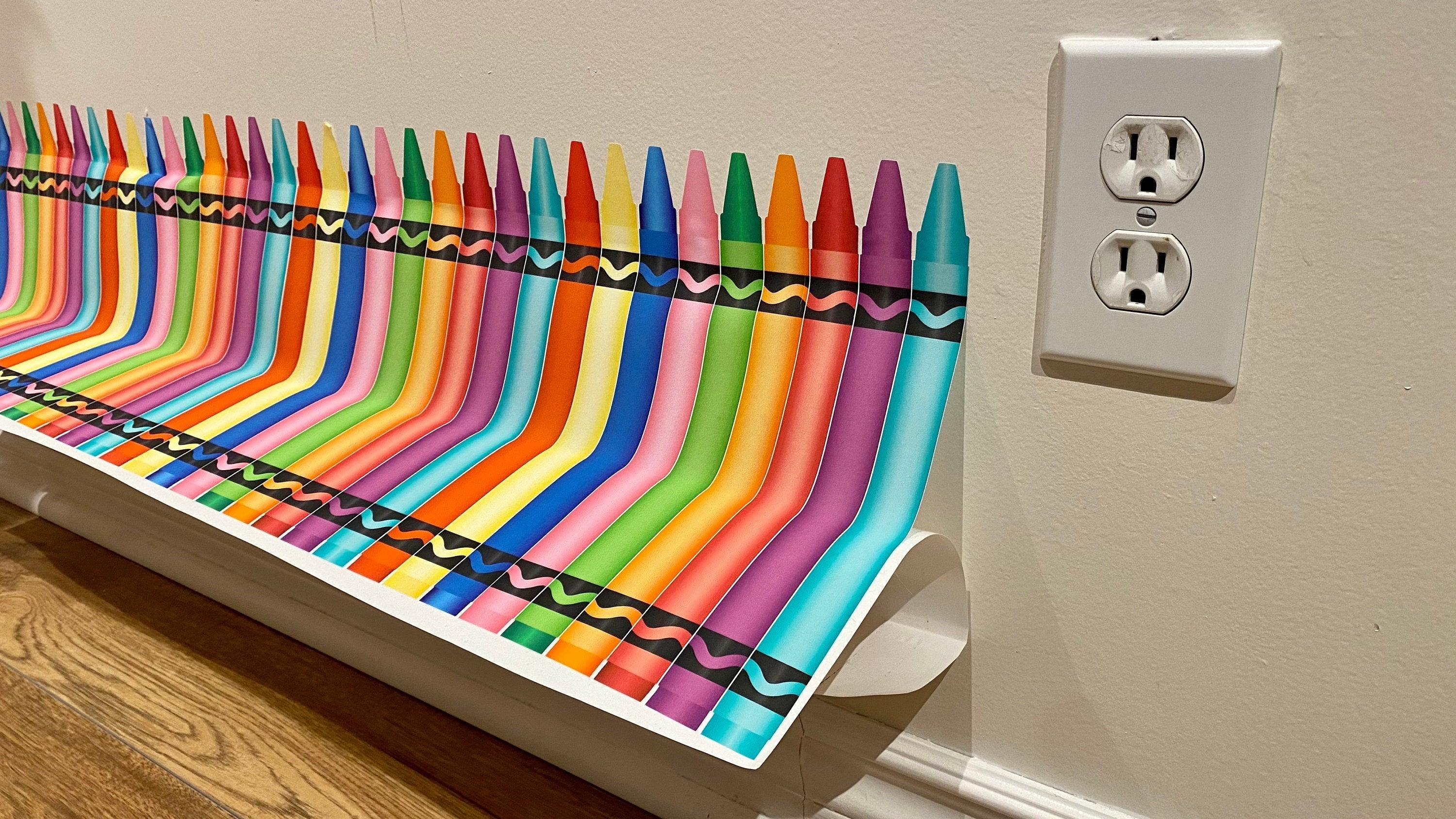 Crayon Fabric Decal for Kids Room, wall mural, Peel-N-Stick, Home Decor