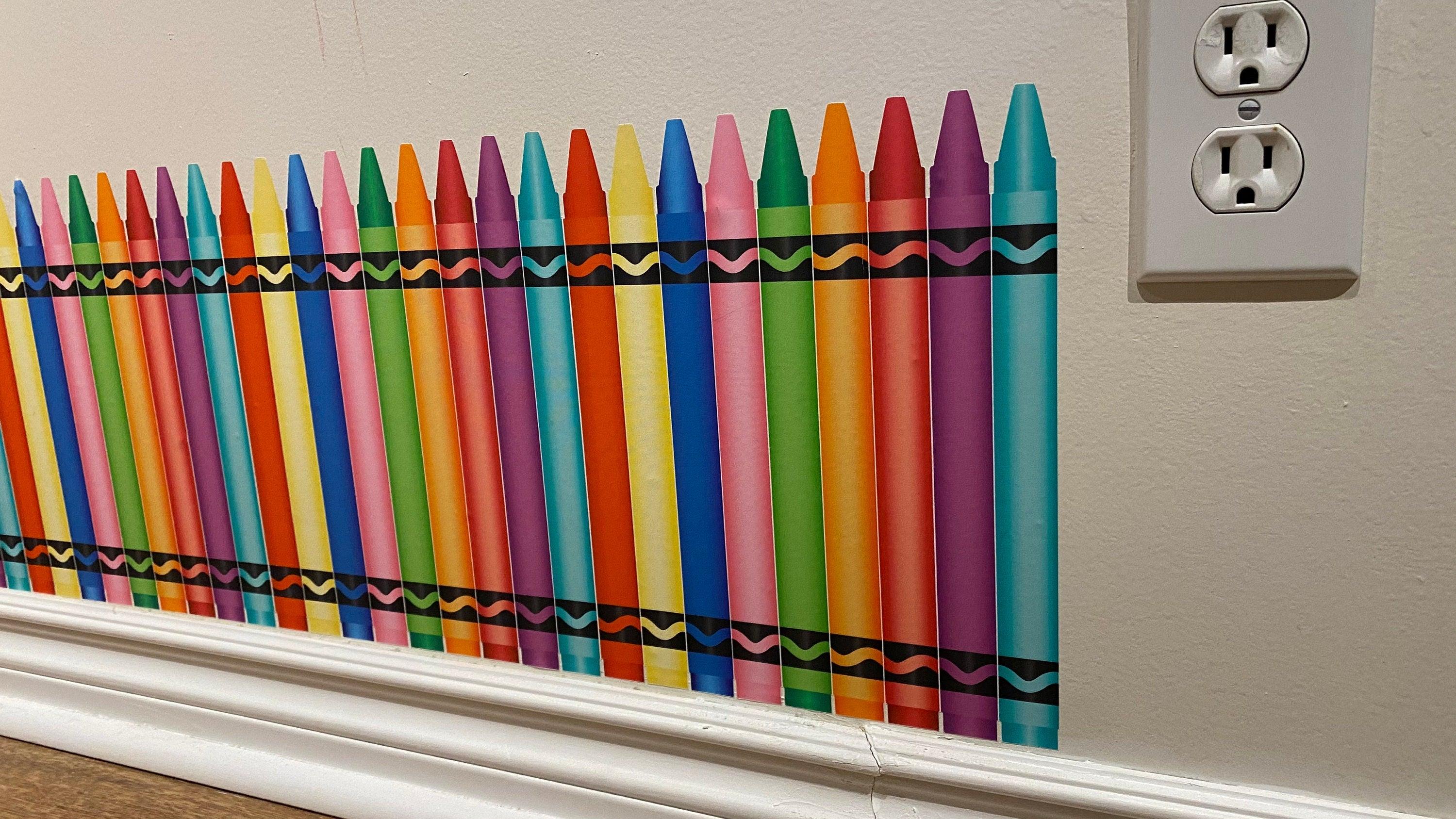 Crayon Fabric Decal for Kids Room, wall mural, Peel-N-Stick, Home Decor