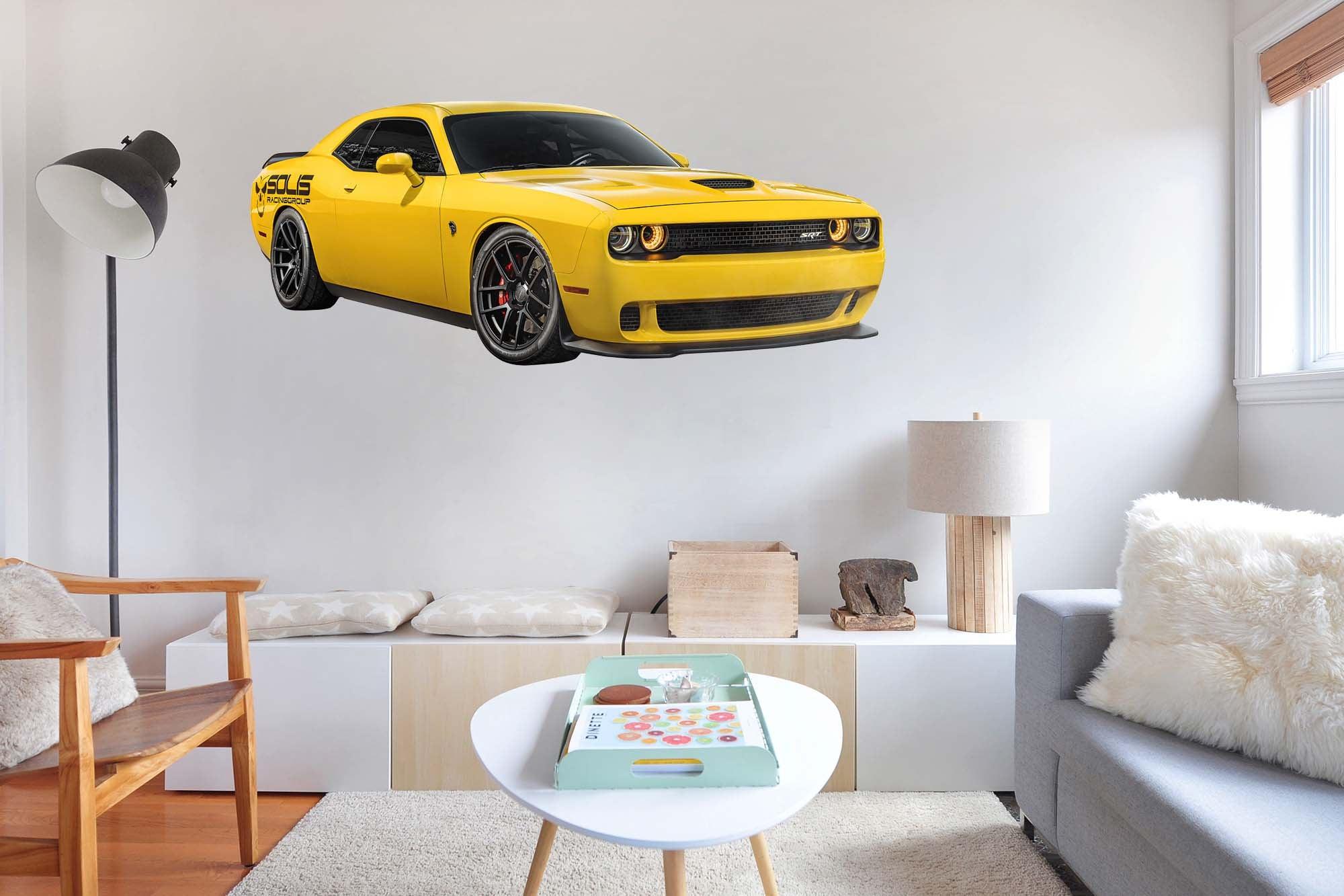 Dodge HellCat Yellow SRT wall Decal, PEEL-N-STICK, REMOVABLE - CoolWalls.ca