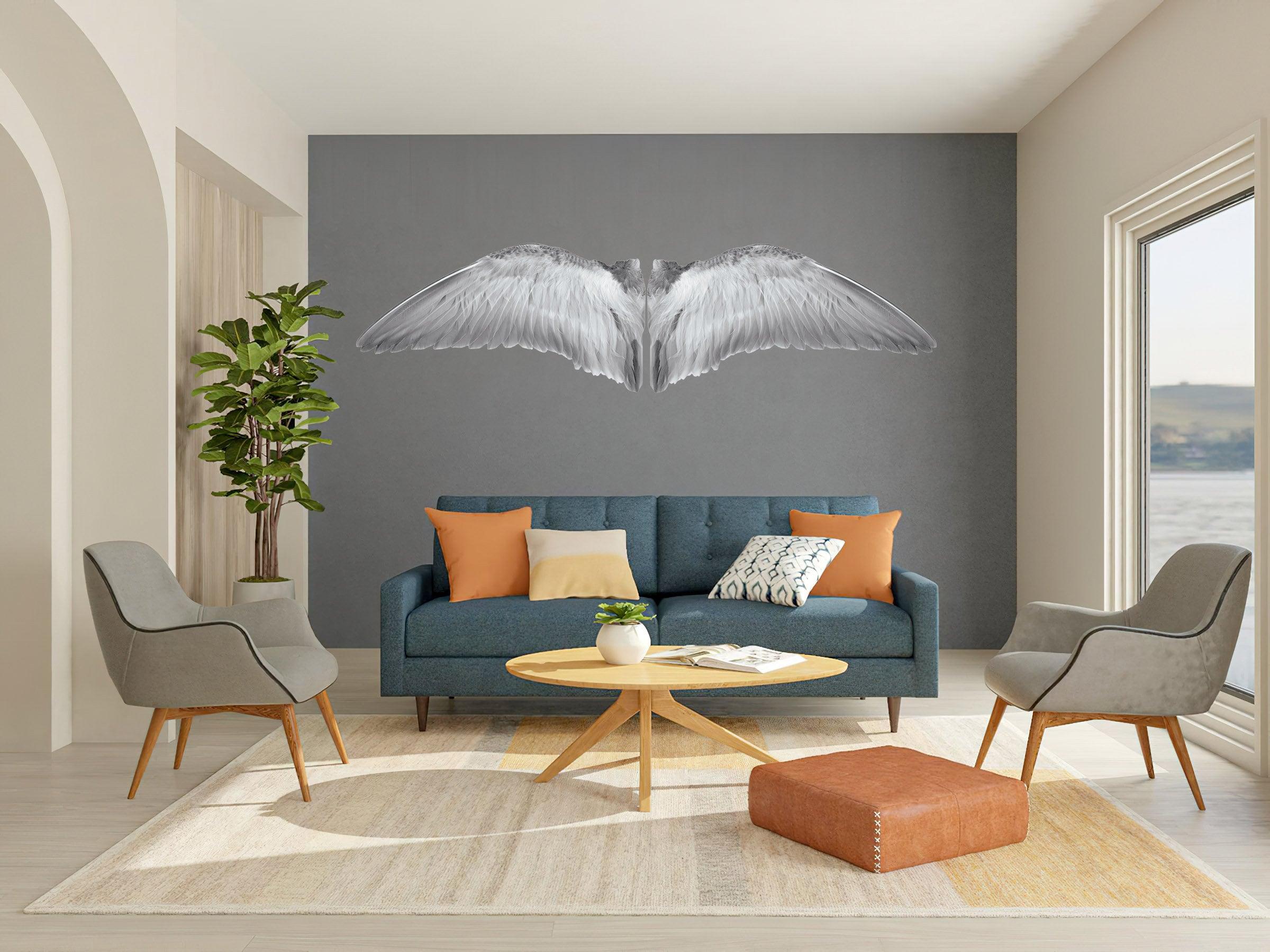 Gray Angel Wings Decal