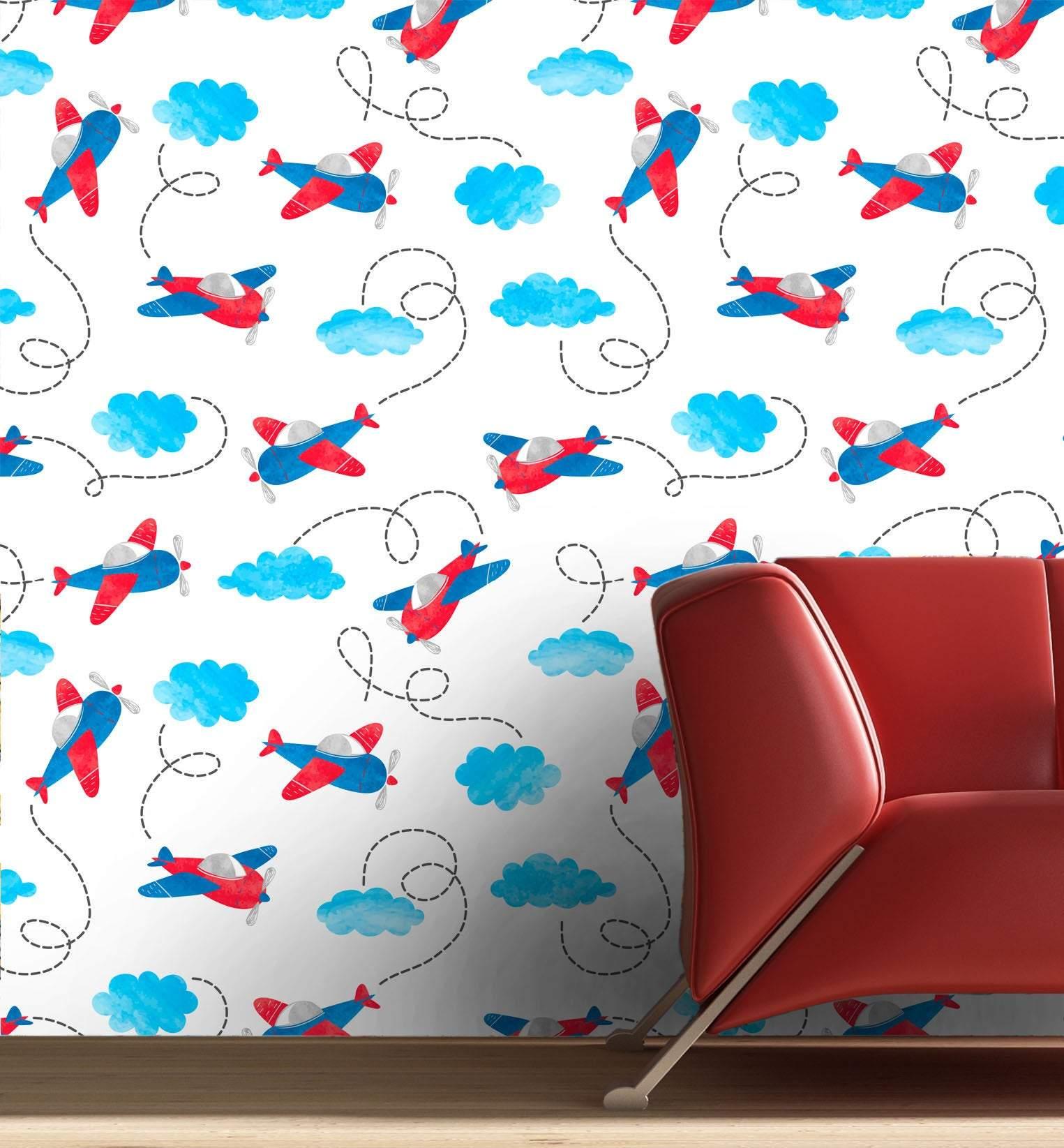 Helicopter Twirling in Clouds Removable Wallpaper in 28" Rolls