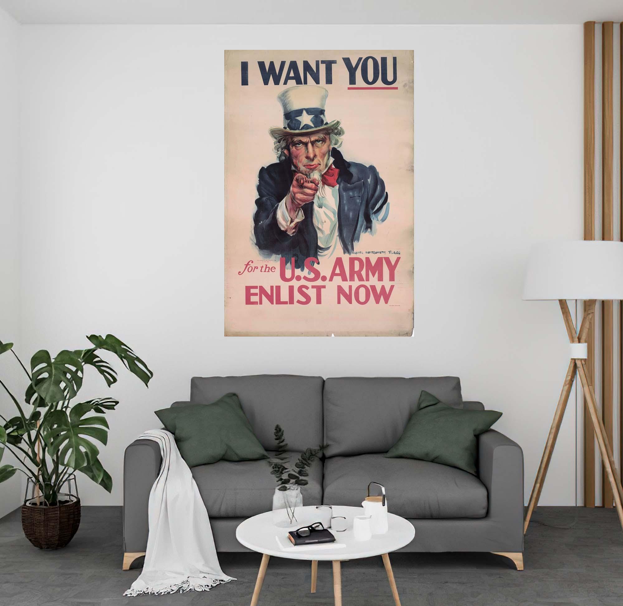 CoolWalls.ca diecut I Want You (No Border) Vintage Poster, Wall Decal Sticker Wallpaper, PEEL-N-STICK, removable anytime. Great for a classroom