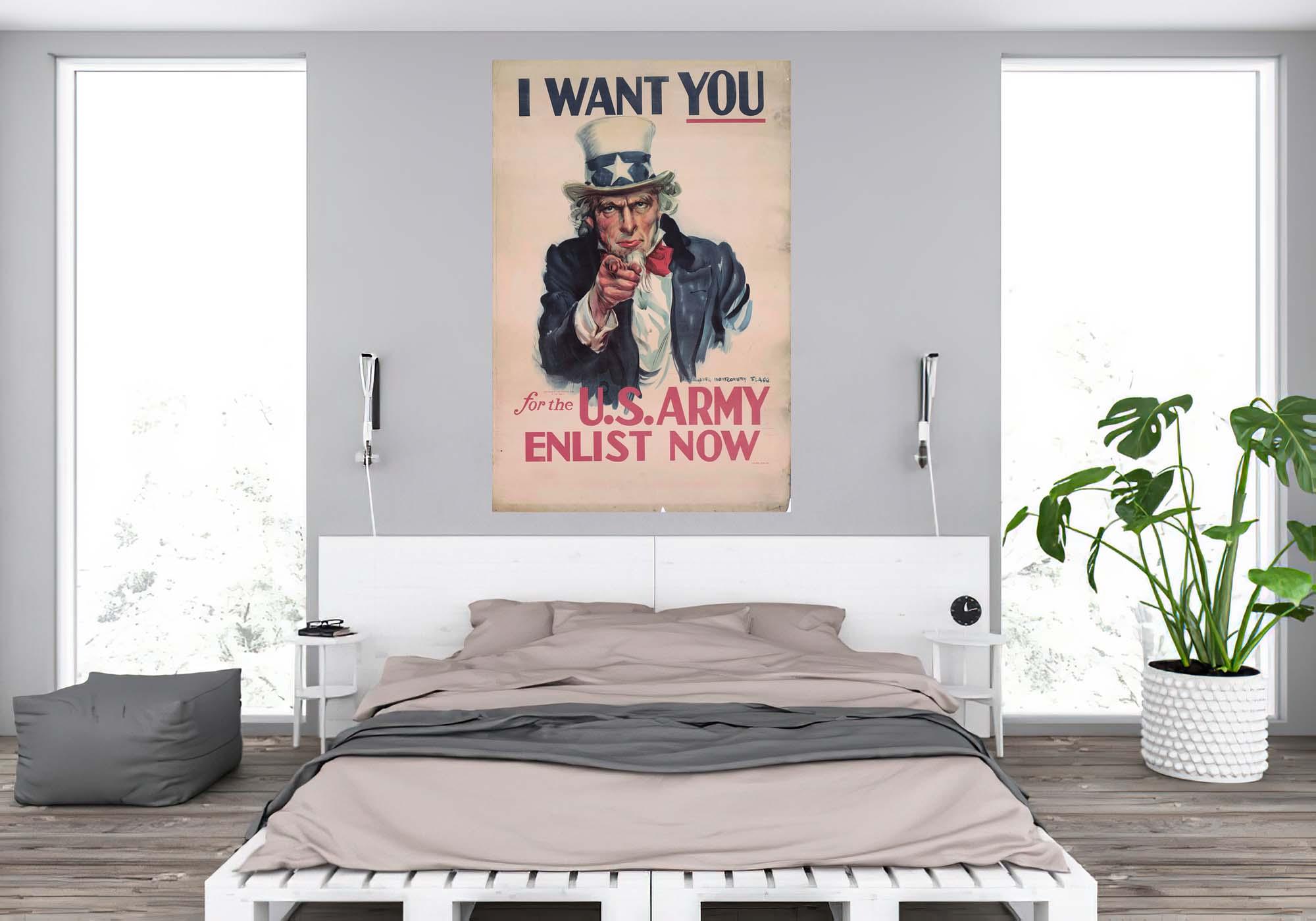 CoolWalls.ca diecut I Want You (No Border) Vintage Poster, Wall Decal Sticker Wallpaper, PEEL-N-STICK, removable anytime. Great for a classroom