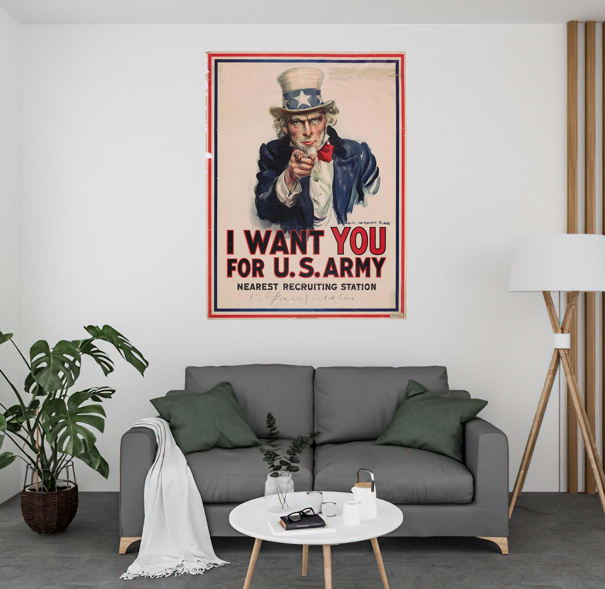 CoolWalls.ca diecut I Want You Vintage Poster, Wall Decal Sticker Wallpaper, PEEL-N-STICK, removable anytime. Great for a classroom