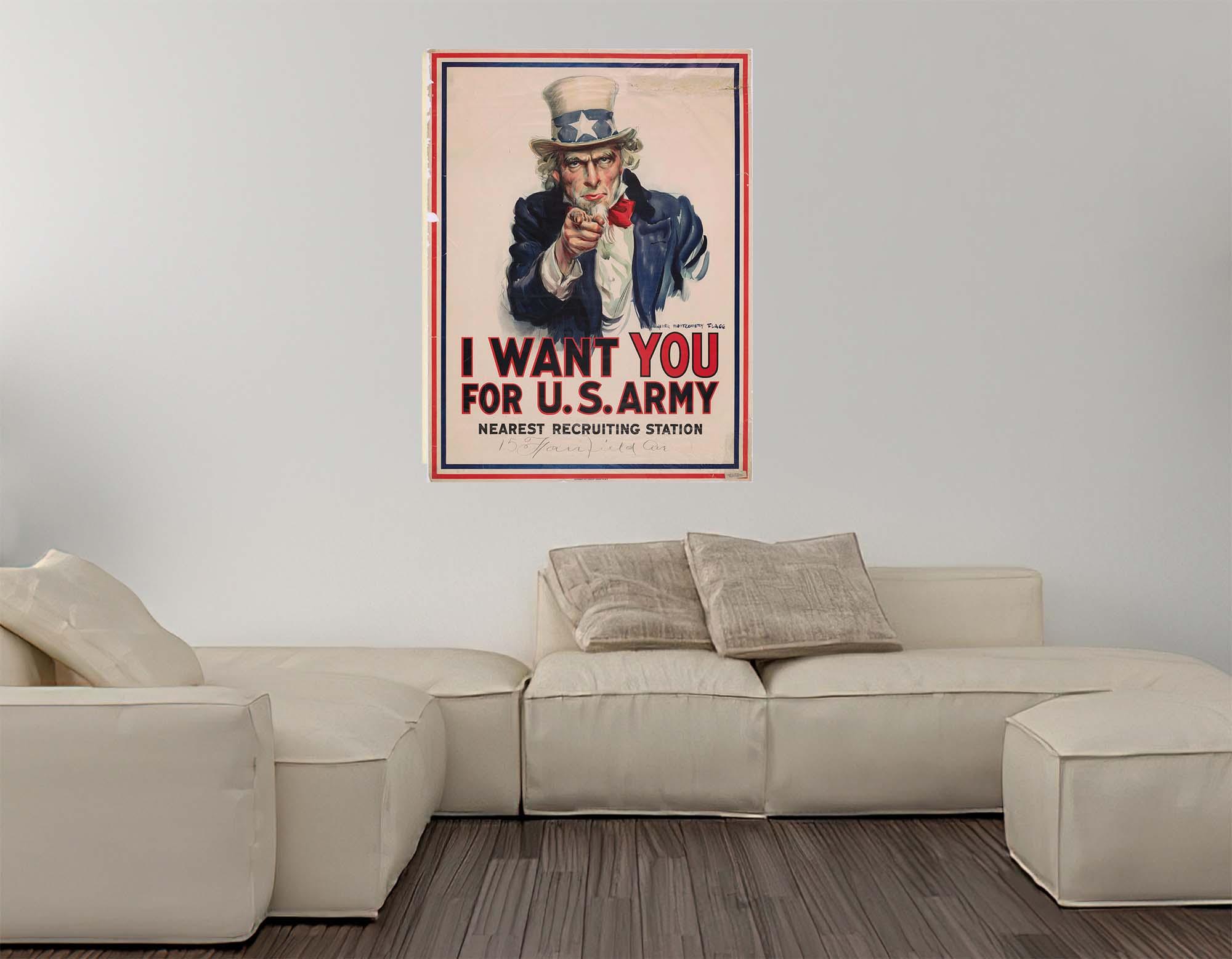 CoolWalls.ca diecut I Want You Vintage Poster, Wall Decal Sticker Wallpaper, PEEL-N-STICK, removable anytime. Great for a classroom