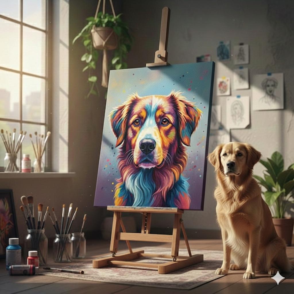 ColorfulPetsCo Custom Abstract Pet Portrait Canvas Poster Wall Art