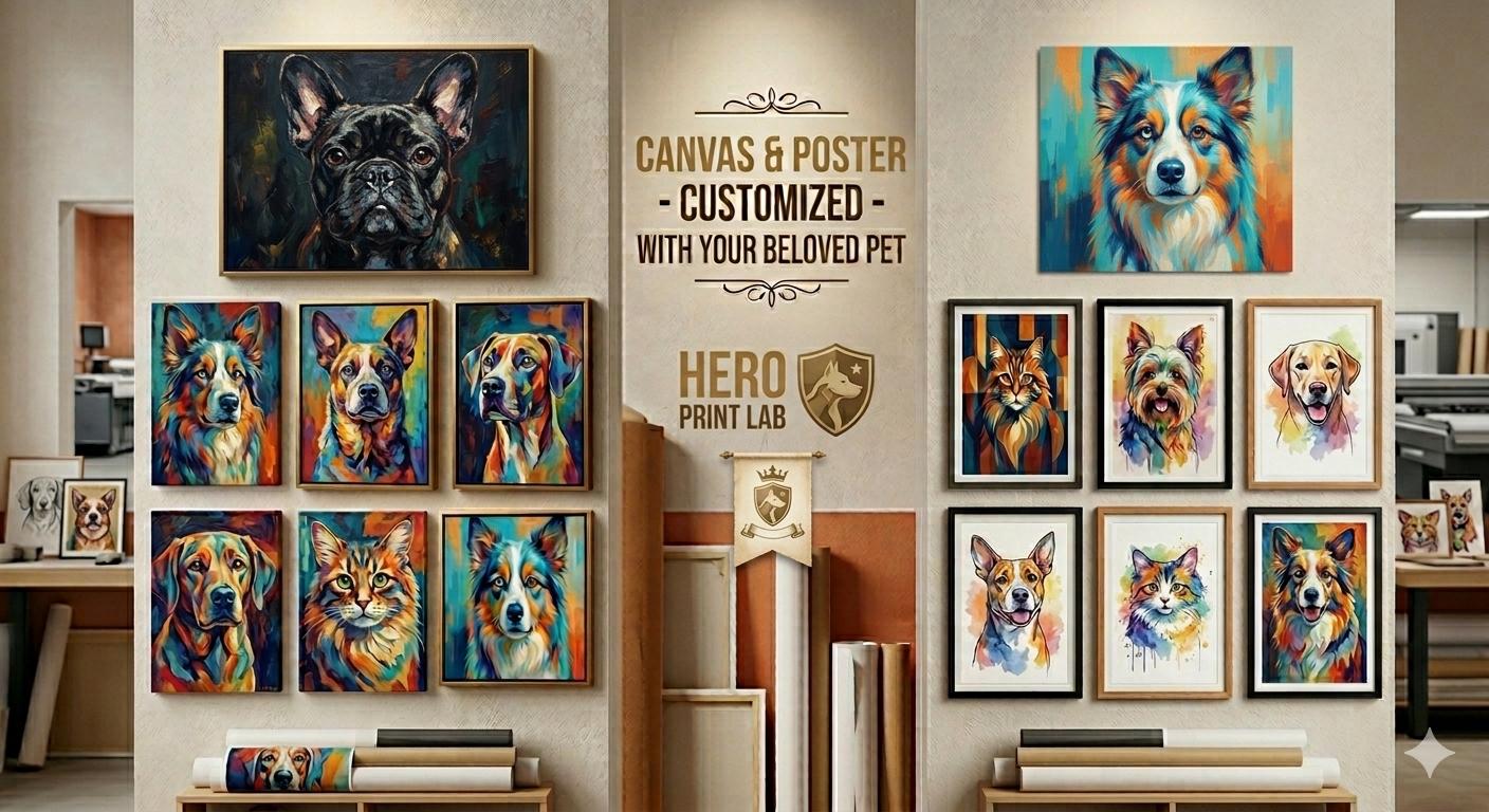 ColorfulPetsCo Custom Abstract Pet Portrait Canvas Poster Wall Art