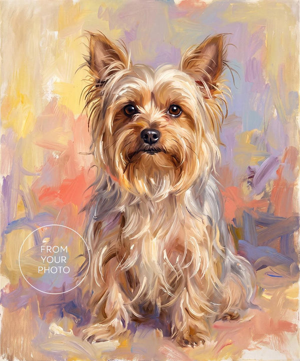Tim Custom Yorkshire Terrier Portrait from Photo on Canvas, Digital Yorkie Watercolor Dog Art, Custom Pet Gift