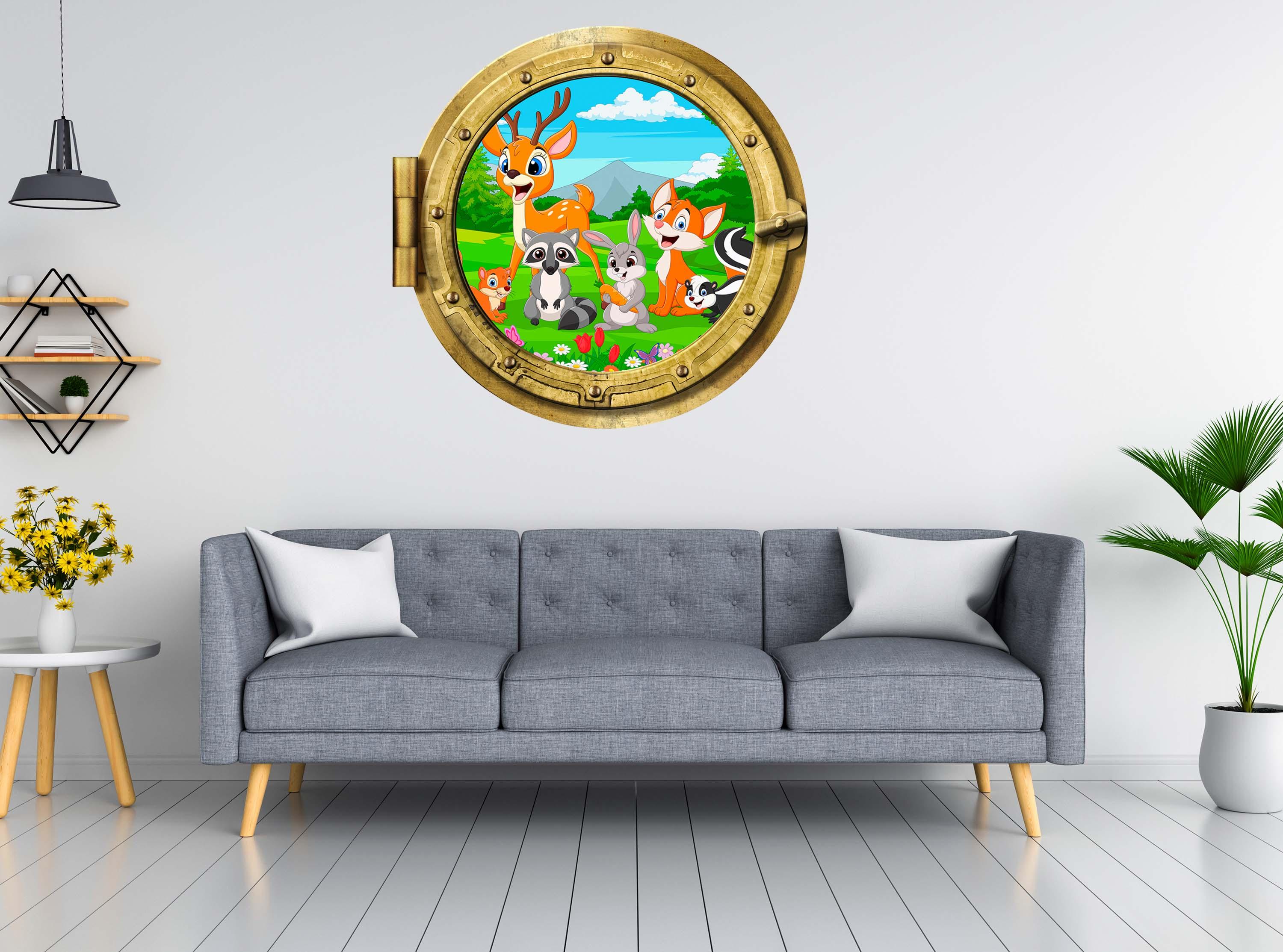 Kids Animal Group #007, Window Decal, removable Decal