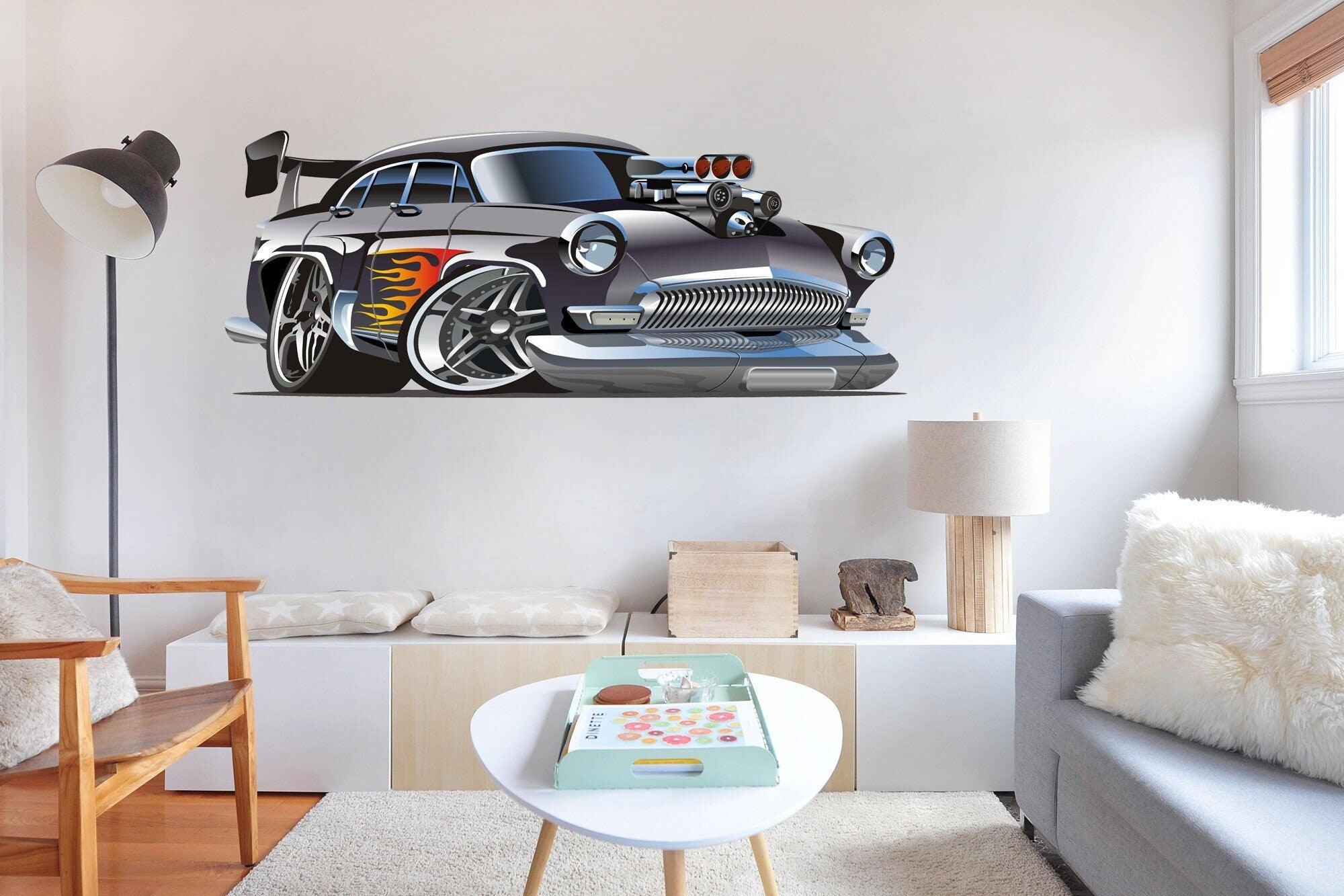 Kids Room Grey Hot Rod Decal, Car Decal