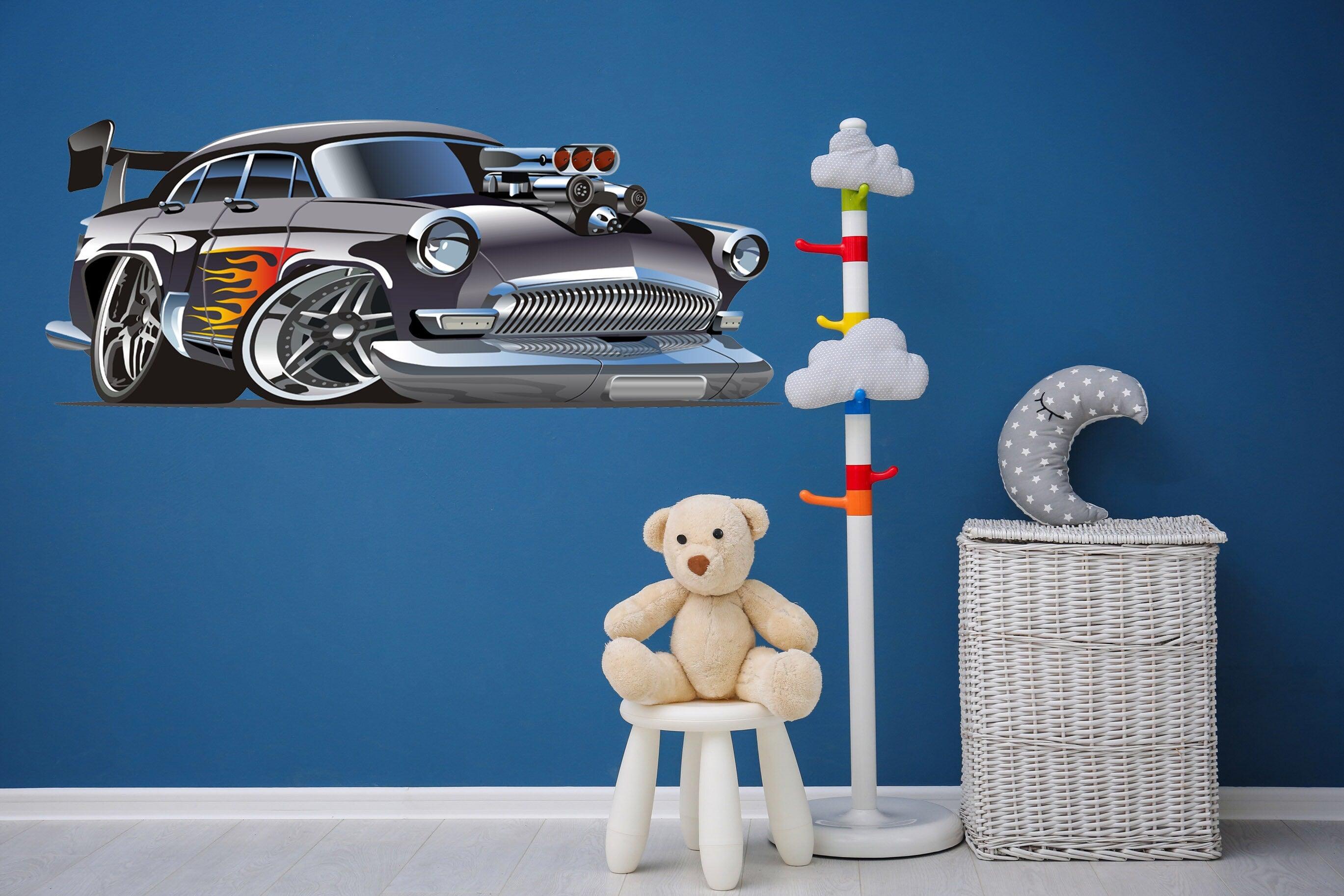 Kids Room Grey Hot Rod Decal, Car Decal