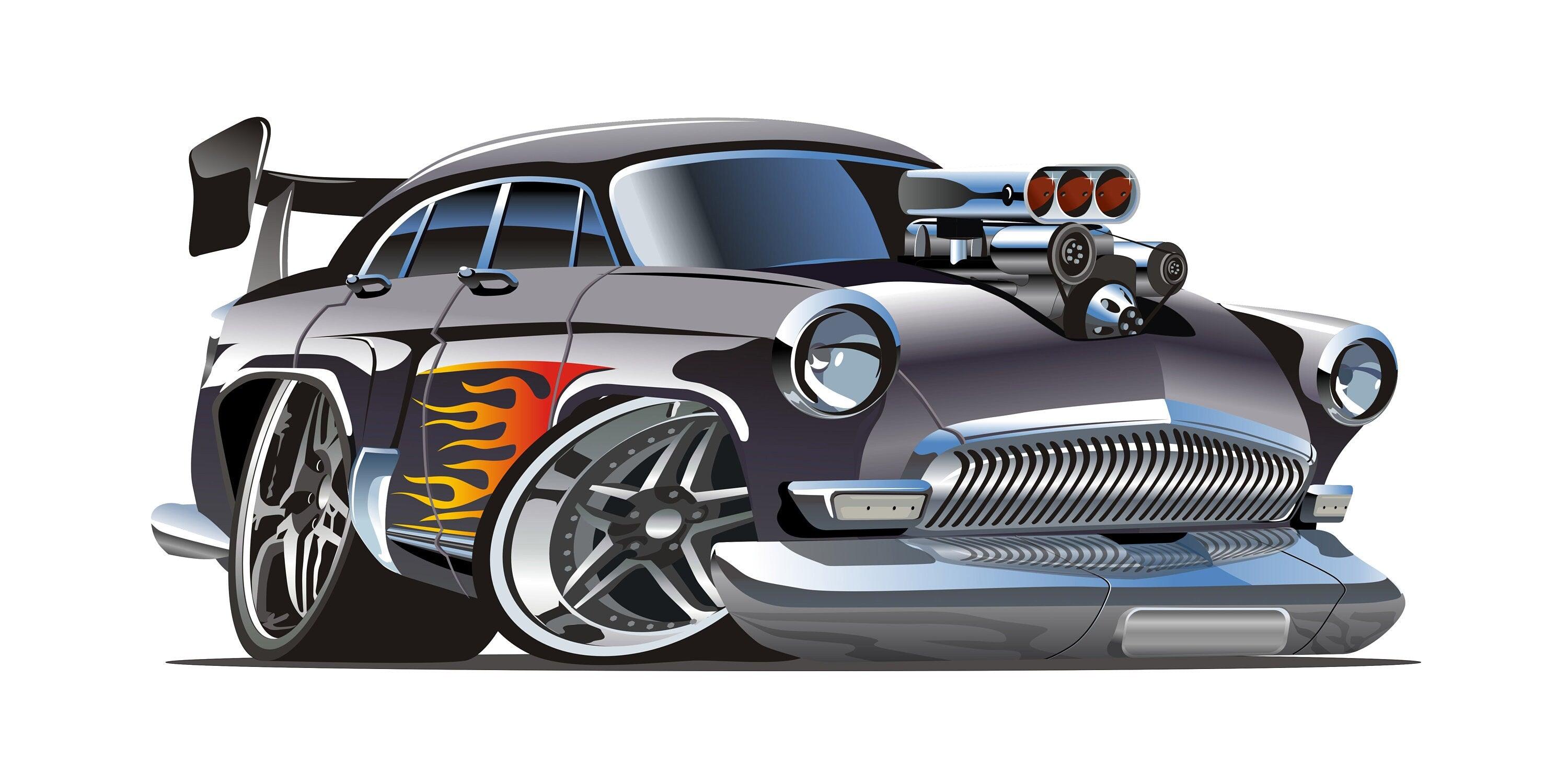 Kids Room Grey Hot Rod Decal, Car Decal