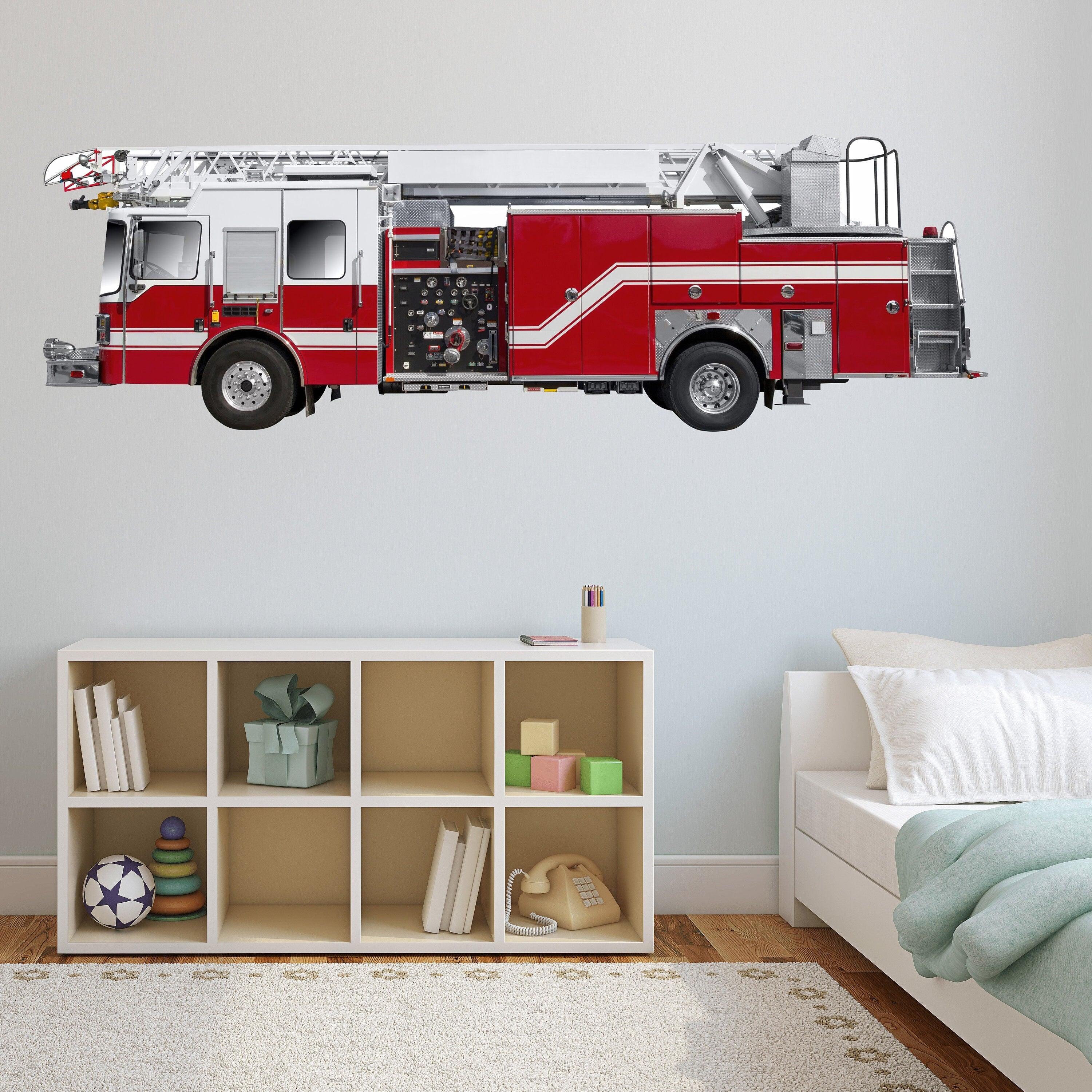 Ladder Fire Truck, Fire Engine, Wall Decal Sticker, Peel-N-Stick