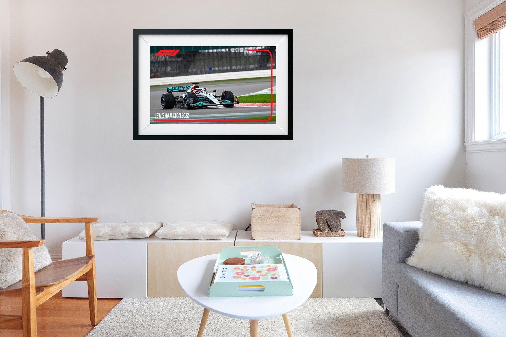 Lewis Hamilton 3D Printed Picture Frame | F1 | Mercedes F1 2022 Rain shot | Removable Car Decal | Track Shot