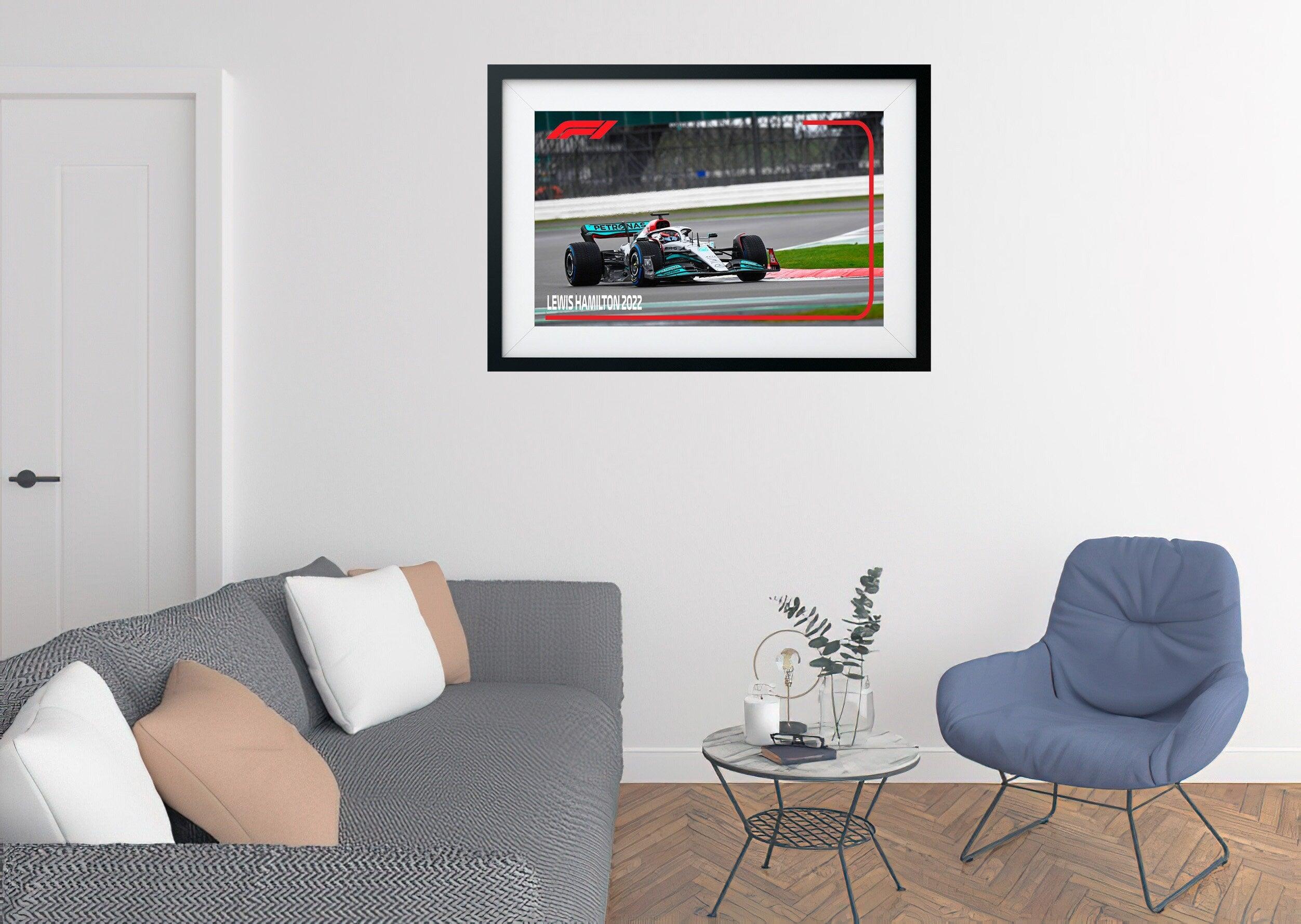 Lewis Hamilton 3D Printed Picture Frame | F1 | Mercedes F1 2022 Rain shot | Removable Car Decal | Track Shot