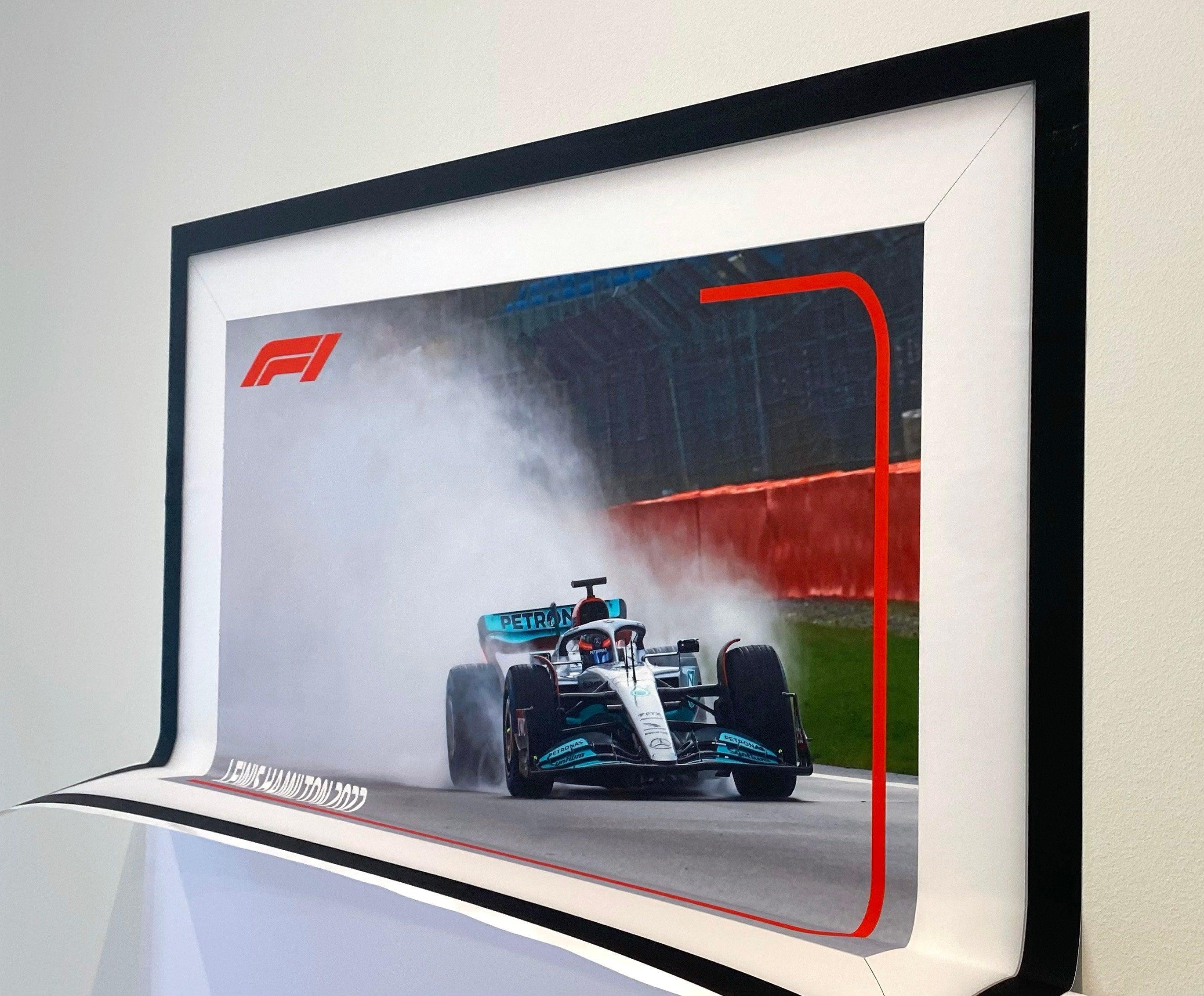 Lewis Hamilton 3D Printed Picture Frame | F1 | Mercedes F1 2022 Rain shot | Removable Car Decal | Track Shot