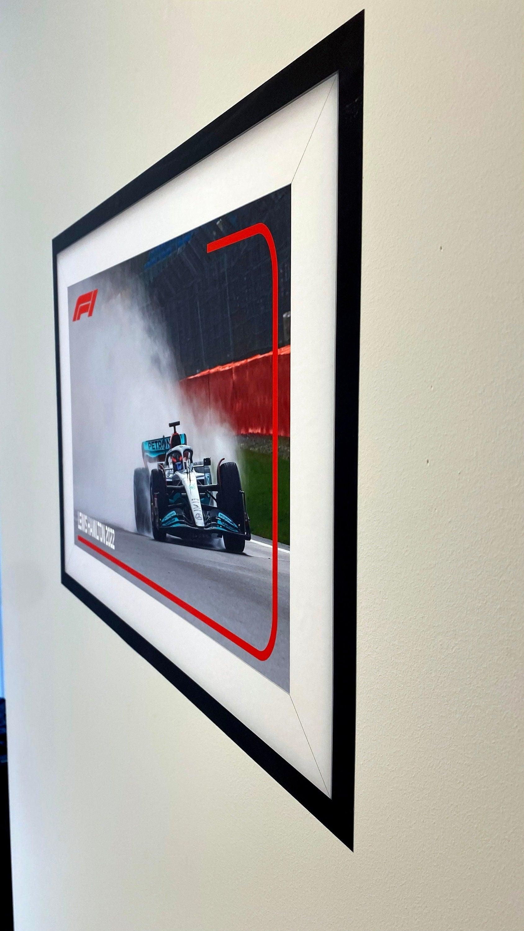 Lewis Hamilton 3D Printed Picture Frame | F1 | Mercedes F1 2022 Rain shot | Removable Car Decal | Track Shot
