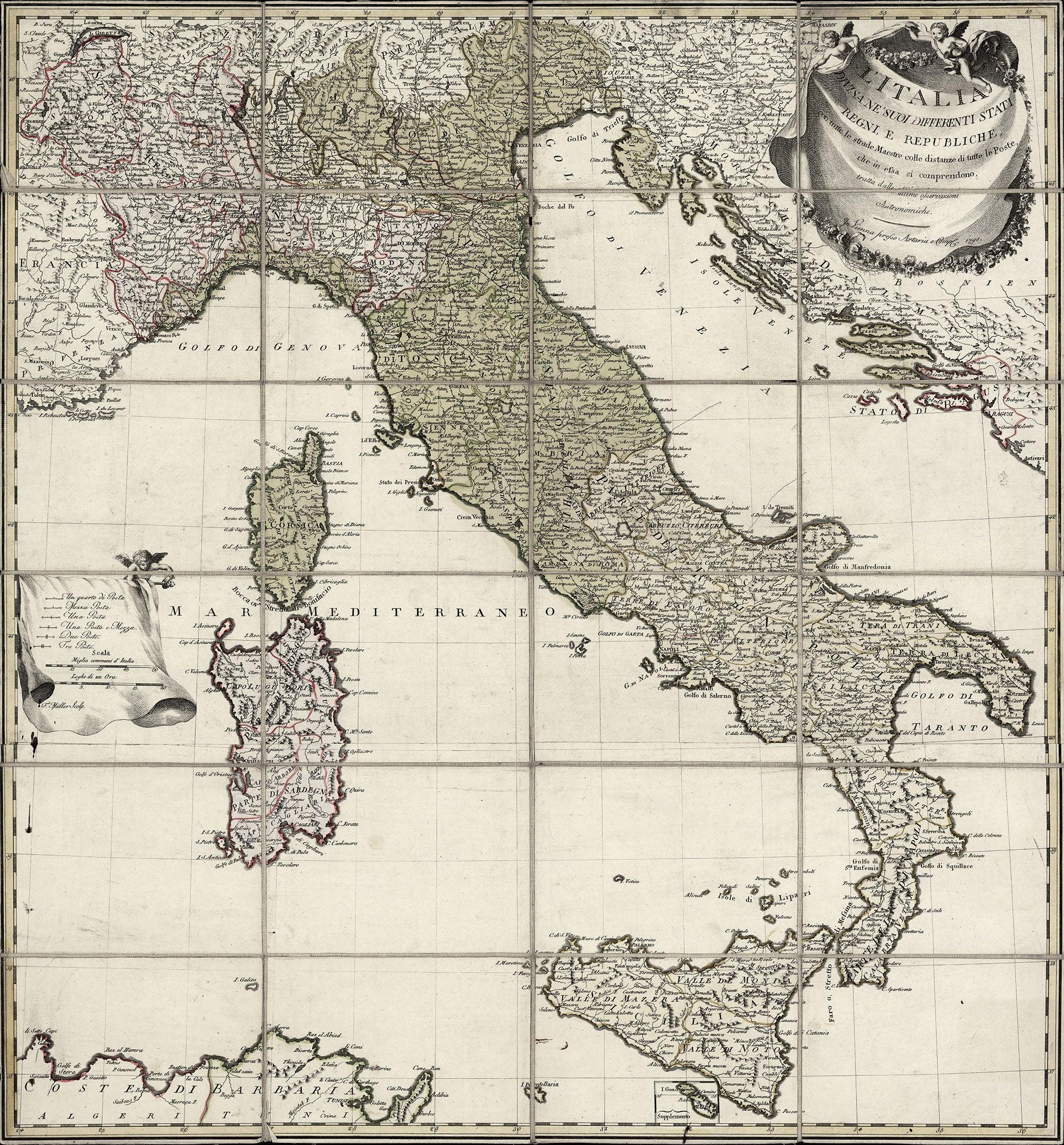 CoolWalls.ca diecut Map of Italy Made in 1795, Wall Decal Sticker Wallpaper, PEEL-N-STICK, removable anytime. Great for a classroom