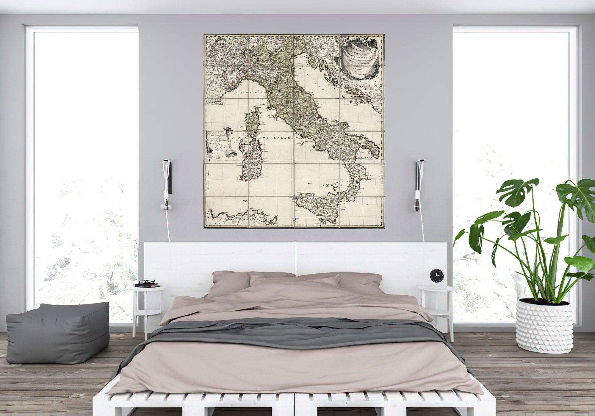 CoolWalls.ca diecut Map of Italy Made in 1795, Wall Decal Sticker Wallpaper, PEEL-N-STICK, removable anytime. Great for a classroom