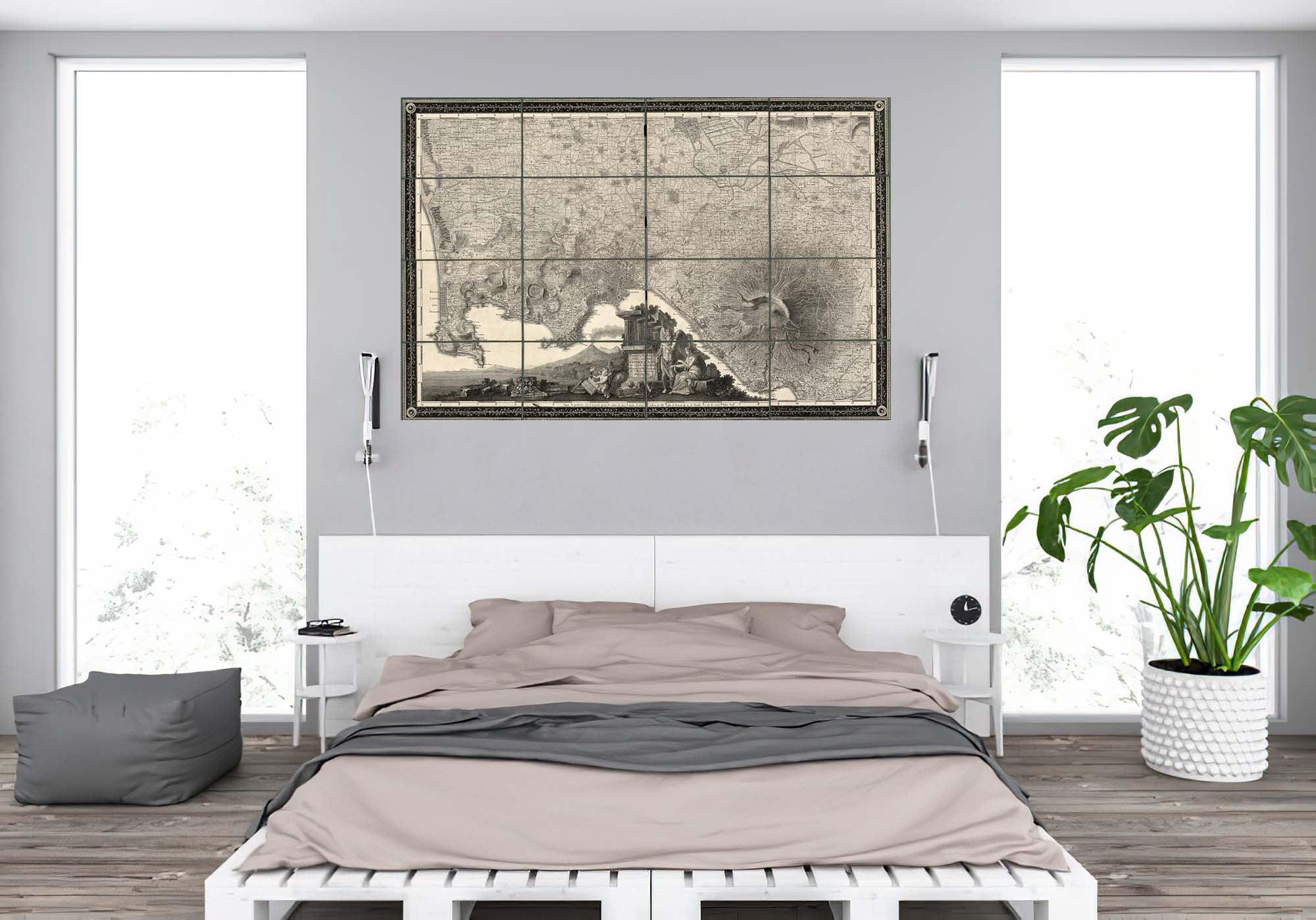 CoolWalls.ca diecut Map of Naples Made in 1865, Wall Decal Sticker Wallpaper, PEEL-N-STICK, removable anytime. Great for a classroom