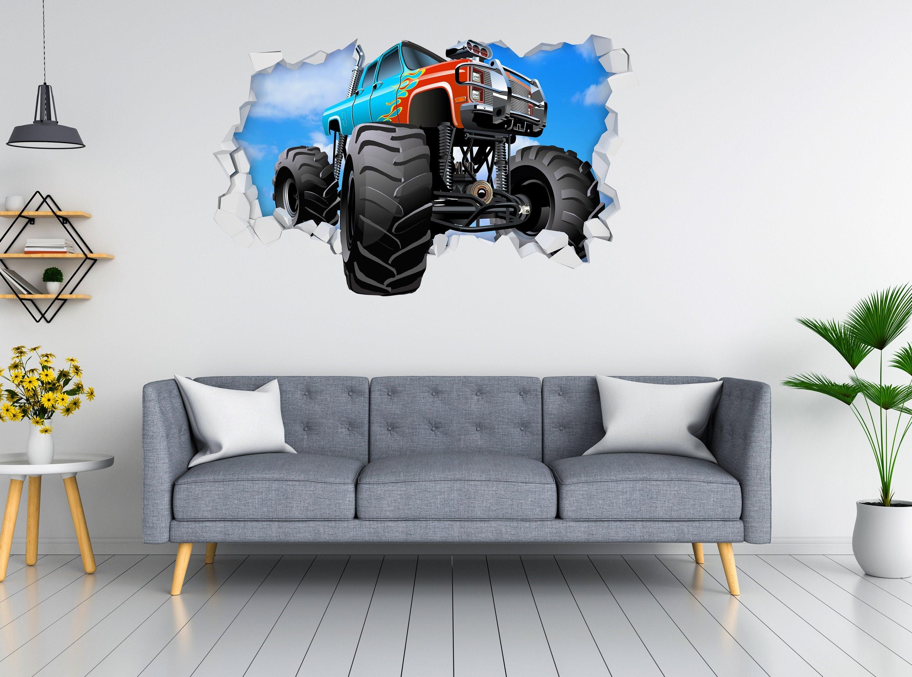 Monster Truck 3D Wall Hole, Wall Decal Sticker, Removable Wall Decal 003