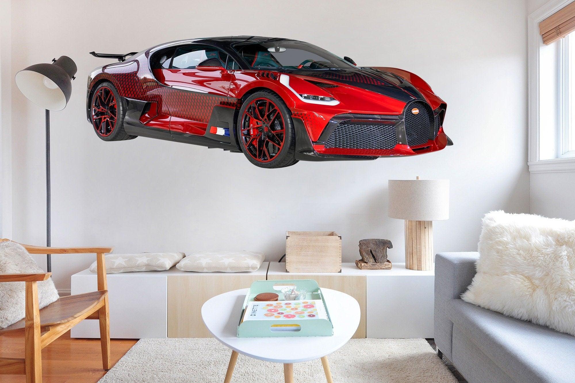 Multi Colour 2021 Bugatti Divo Wall Decal Luxury Hyper Exotic Sports Car Removable Fabric Wall Sticker Boys Bedroom Man Cave Wall Art Decor 044