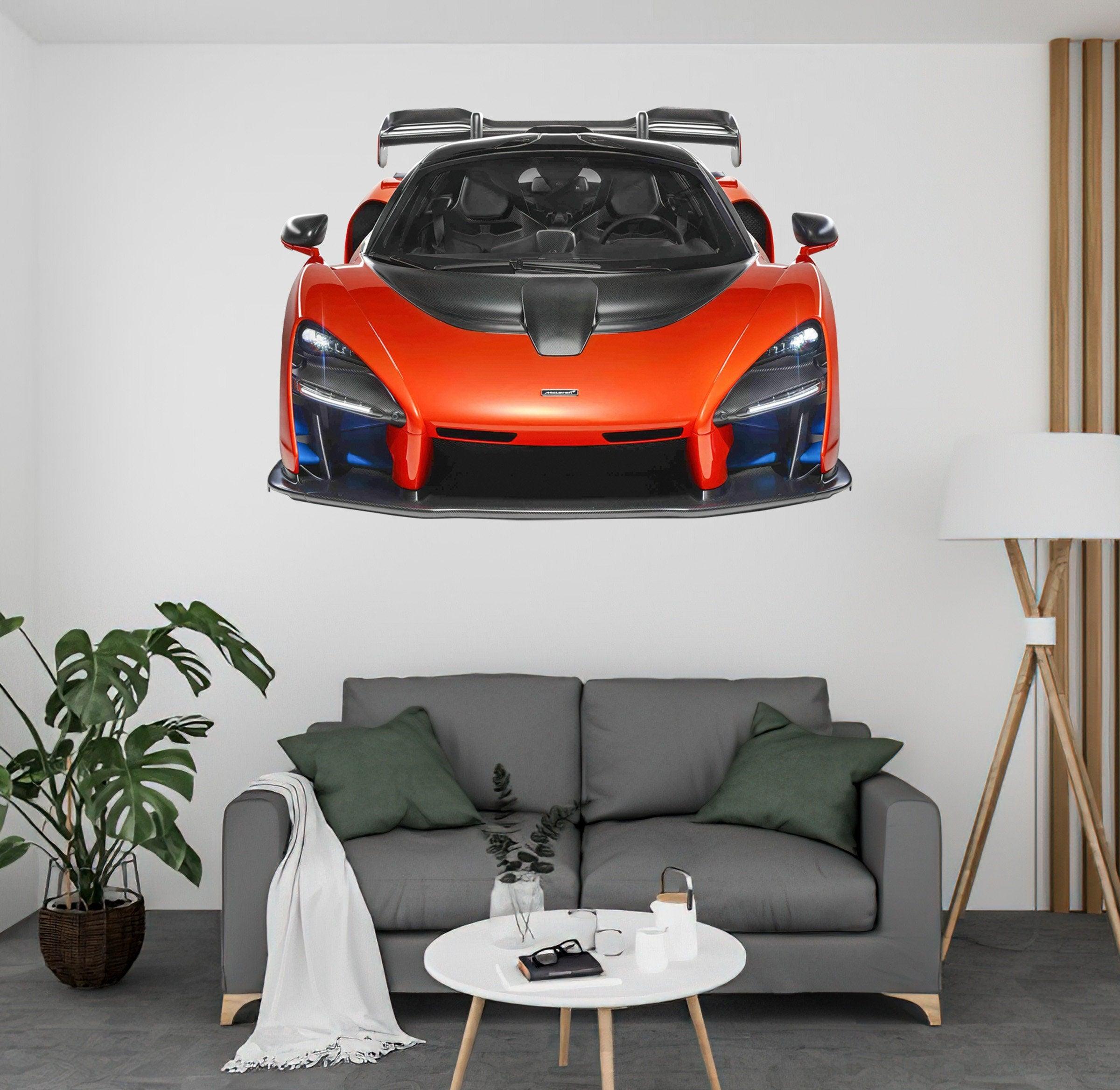 Multi Colour McLaren Senna Hyper Car Wall Decal, Removable Fabric Wall Sticker, Super Car, Boys Bedroom Man Cave Wall Art