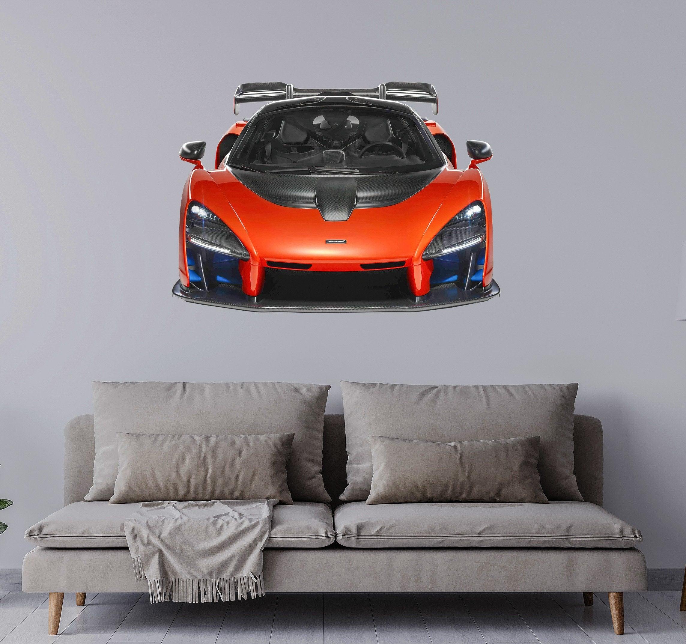 Multi Colour McLaren Senna Hyper Car Wall Decal, Removable Fabric Wall Sticker, Super Car, Boys Bedroom Man Cave Wall Art